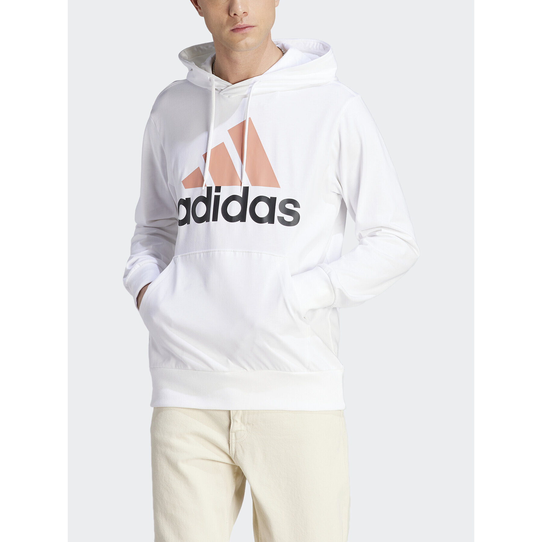 adidas Mikina Essentials Logo IJ8573 Bílá Regular Fit - Pepit.cz