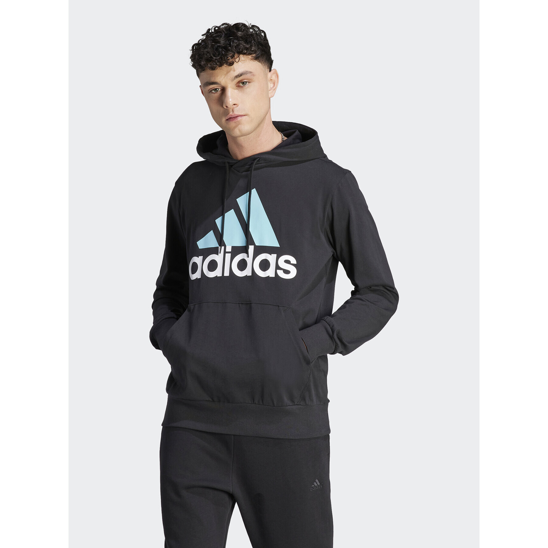 adidas Mikina Essentials Logo Hoodie IJ8574 Černá Regular Fit - Pepit.cz