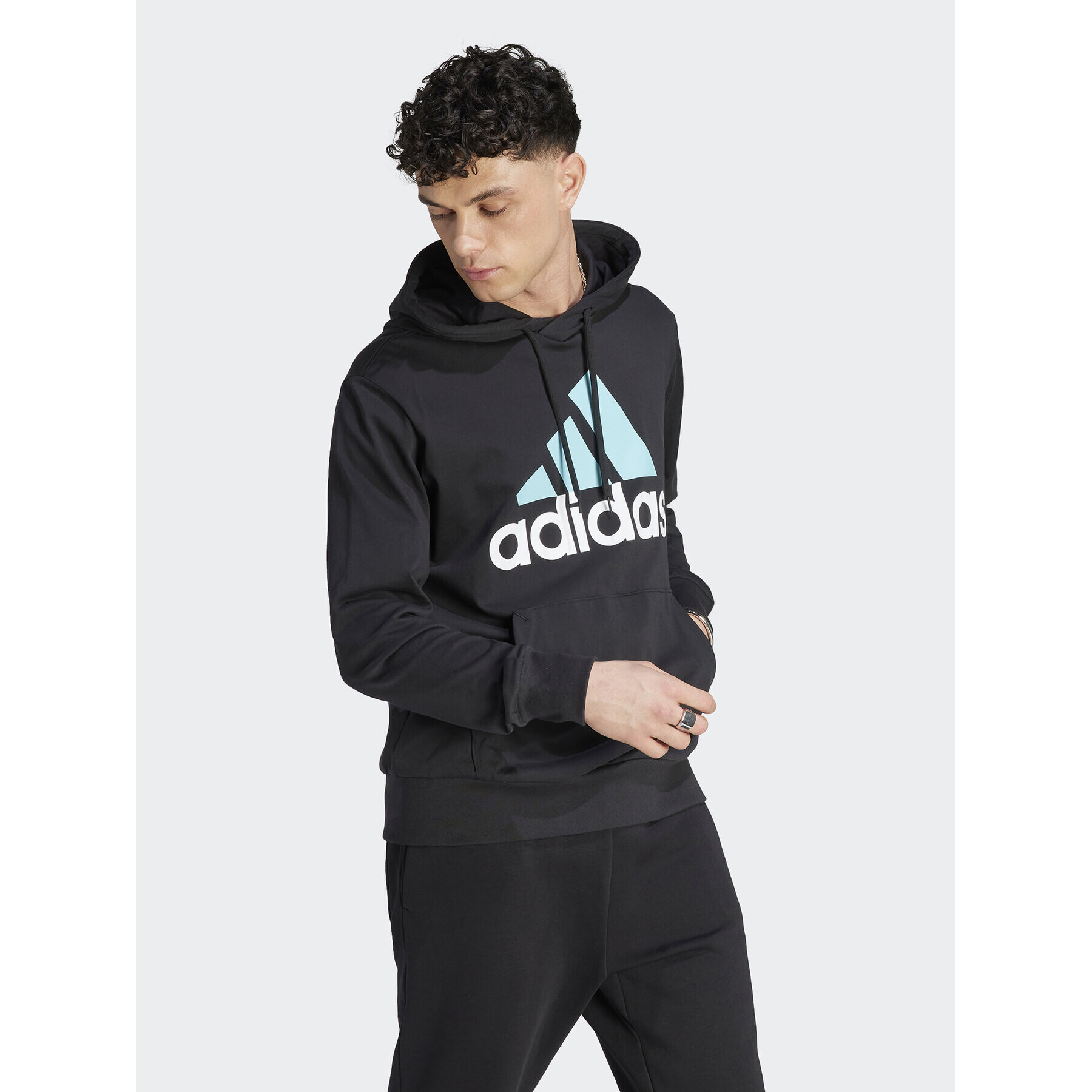 adidas Mikina Essentials Logo Hoodie IJ8574 Černá Regular Fit - Pepit.cz