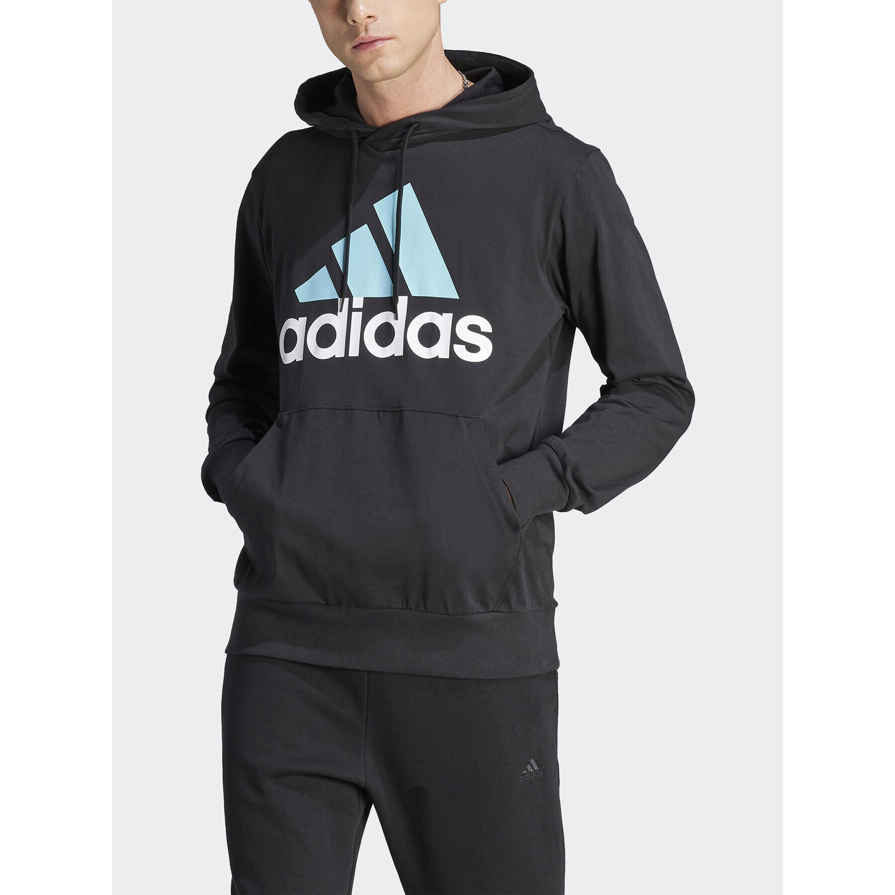 adidas Mikina Essentials Logo Hoodie IJ8574 Černá Regular Fit - Pepit.cz