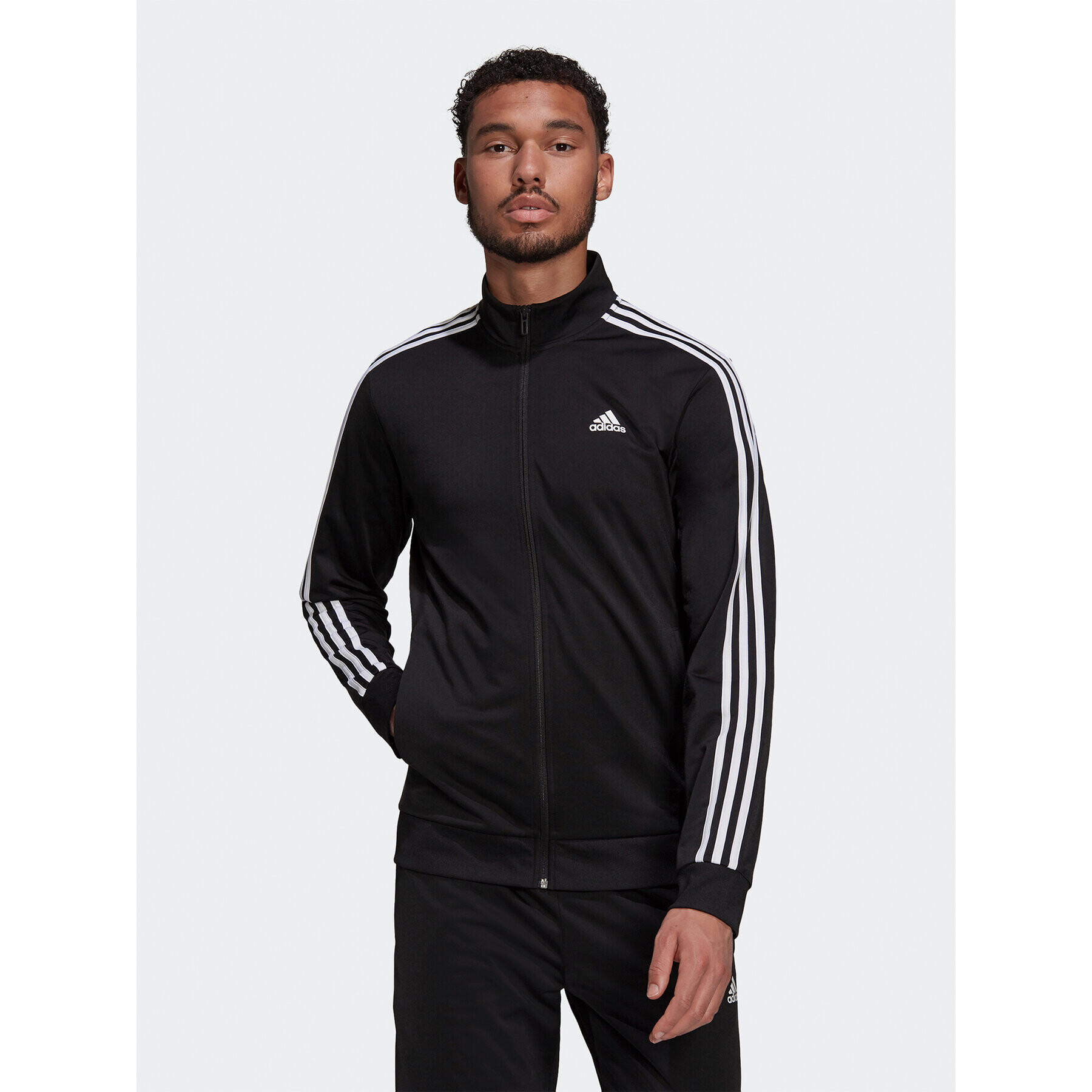 adidas Mikina Essentials Warm-Up 3-Stripes H46099 Černá Regular Fit - Pepit.cz