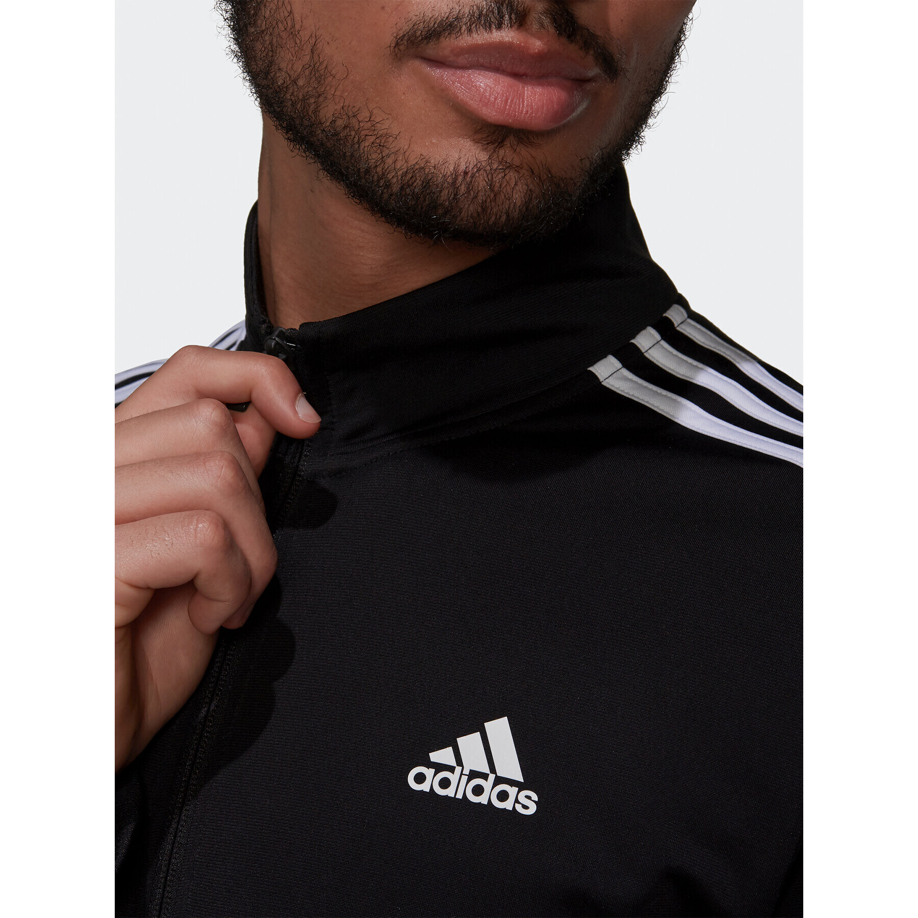 adidas Mikina Essentials Warm-Up 3-Stripes H46099 Černá Regular Fit - Pepit.cz