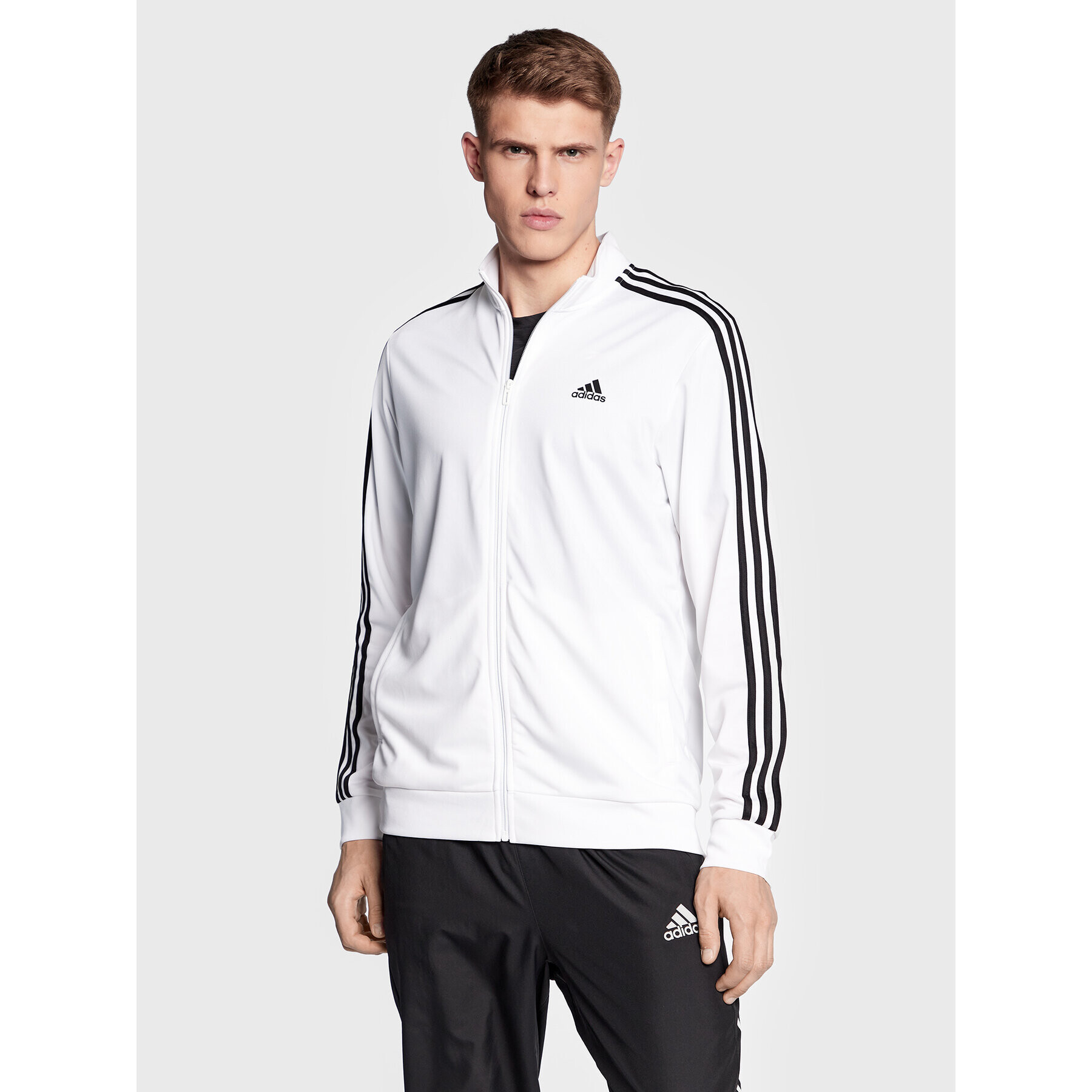 adidas Mikina Essentials Warm-Up 3-Stripes H46102 Bílá Regular Fit - Pepit.cz