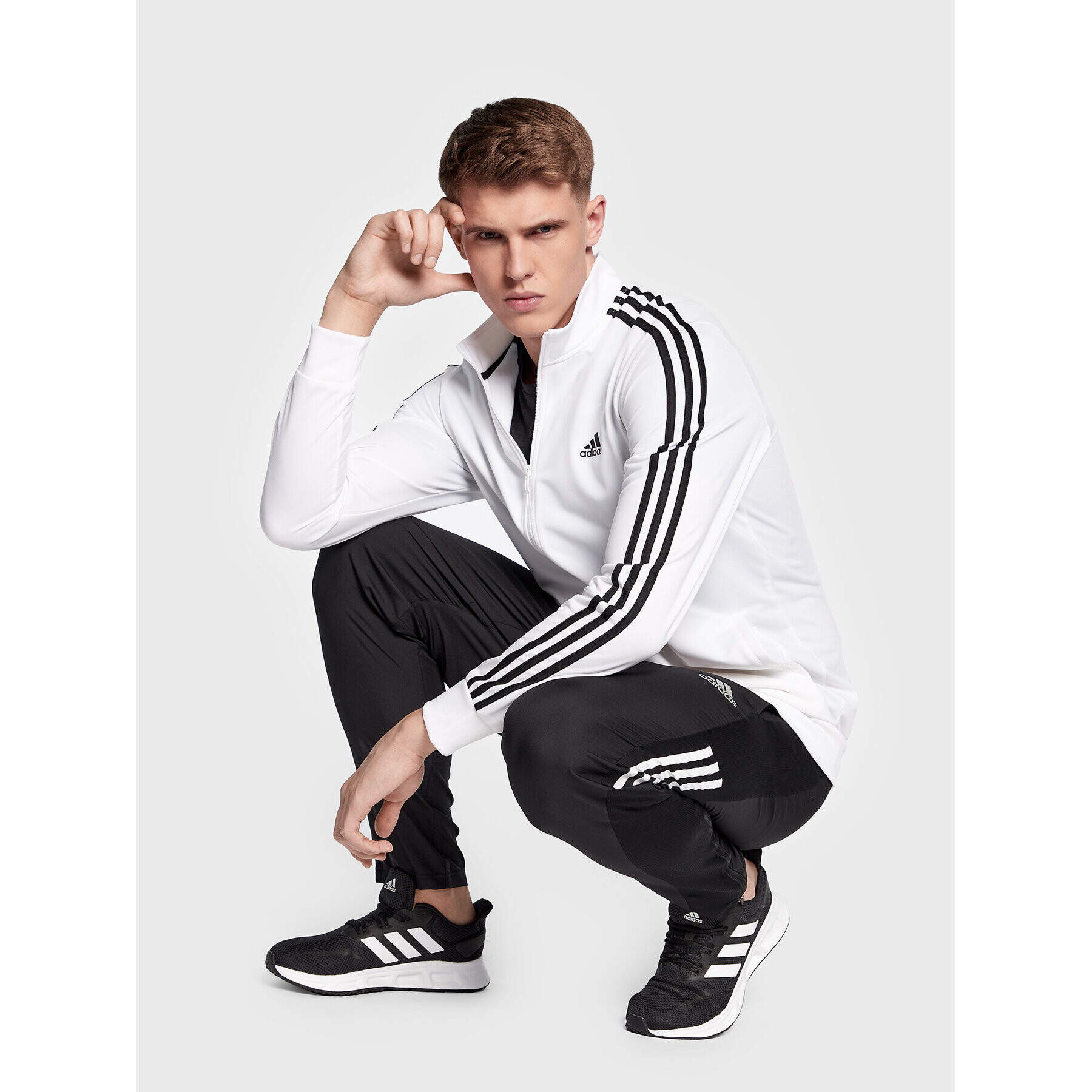 adidas Mikina Essentials Warm-Up 3-Stripes H46102 Bílá Regular Fit - Pepit.cz