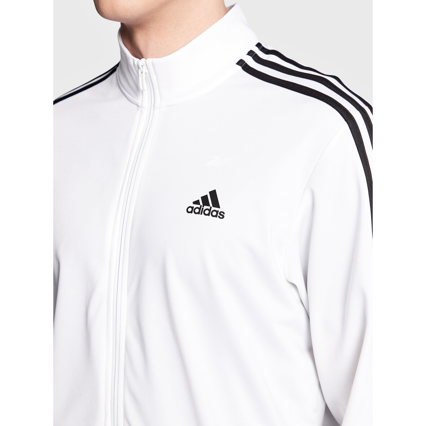 adidas Mikina Essentials Warm-Up 3-Stripes H46102 Bílá Regular Fit - Pepit.cz