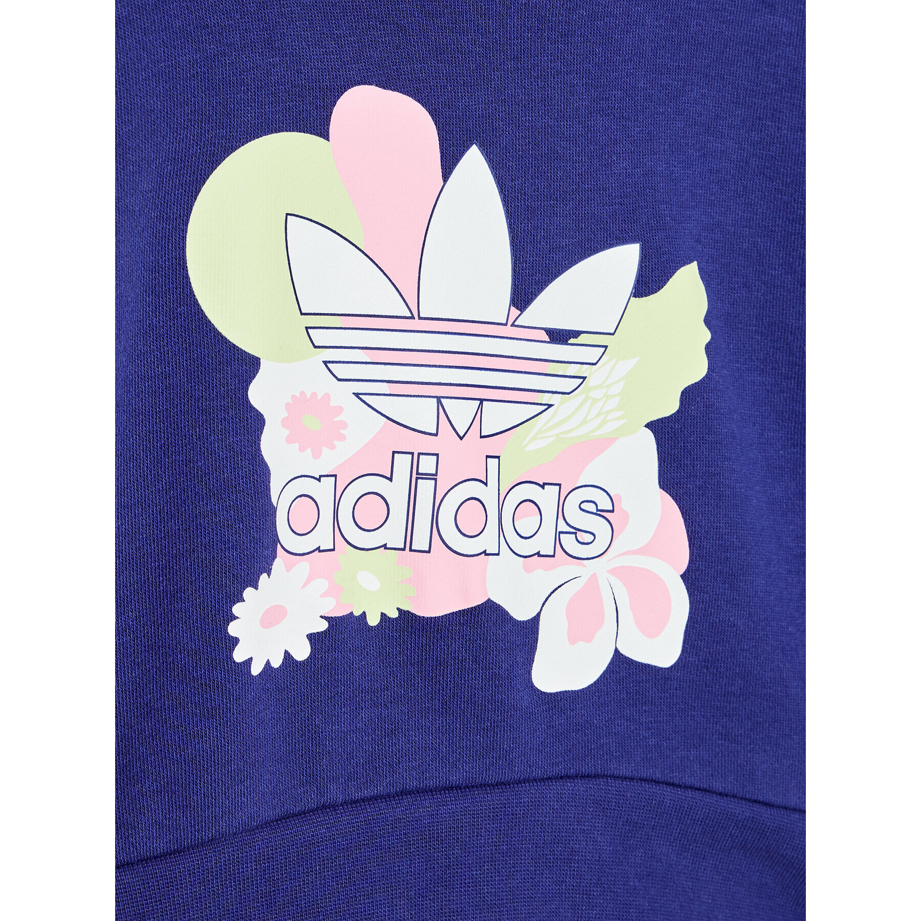 adidas Mikina Flower Print Crop HF7470 Fialová Loose Fit - Pepit.cz