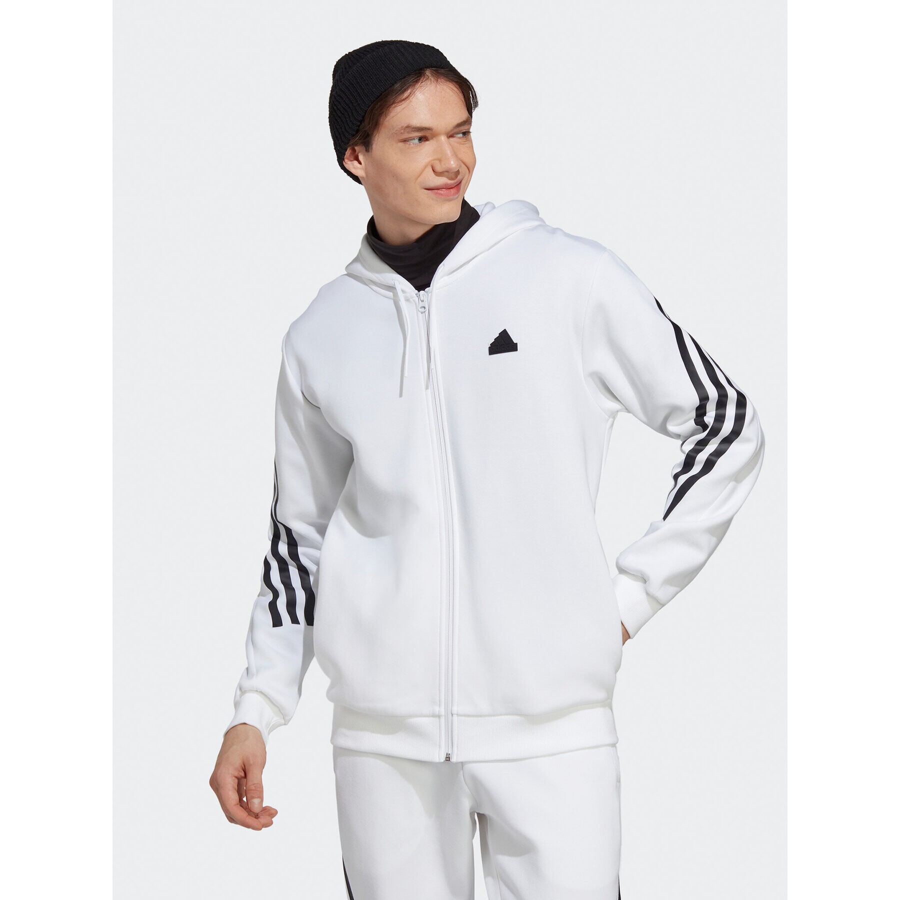 adidas Mikina Future Icons 3-Stripes Full-Zip Hoodie IC8258 Bílá Regular Fit - Pepit.cz