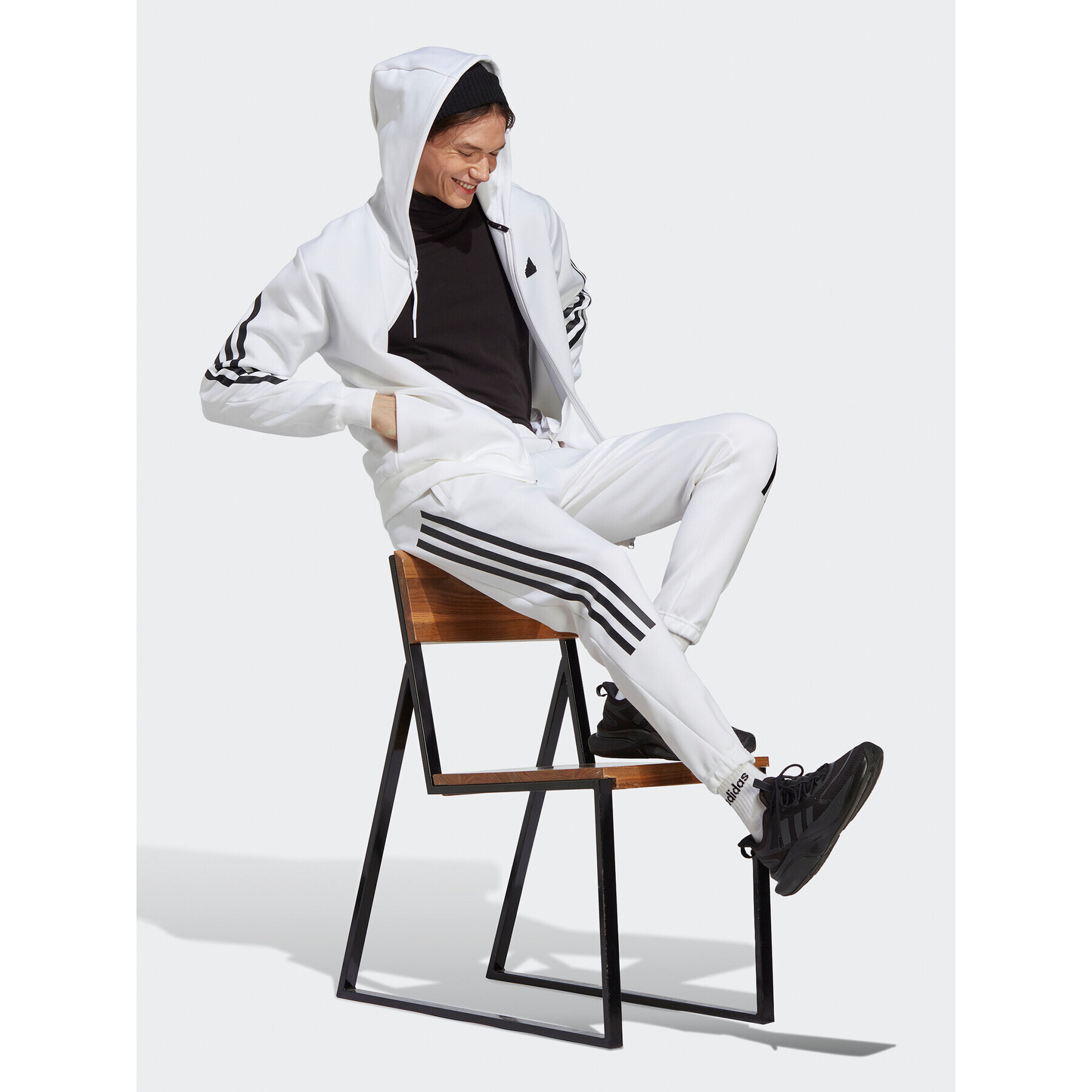 adidas Mikina Future Icons 3-Stripes Full-Zip Hoodie IC8258 Bílá Regular Fit - Pepit.cz