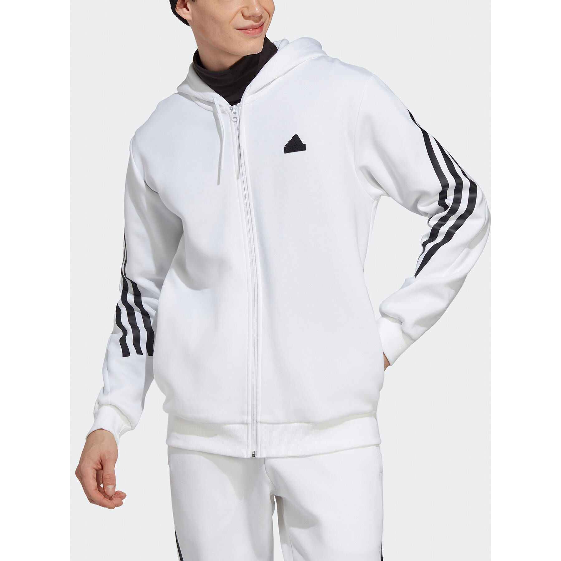 adidas Mikina Future Icons 3-Stripes Full-Zip Hoodie IC8258 Bílá Regular Fit - Pepit.cz