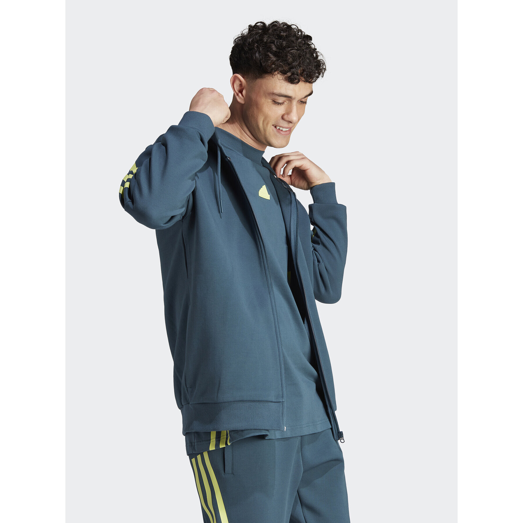 adidas Mikina Future Icons 3-Stripes Full-Zip Hoodie IJ8878 Tyrkysová Regular Fit - Pepit.cz