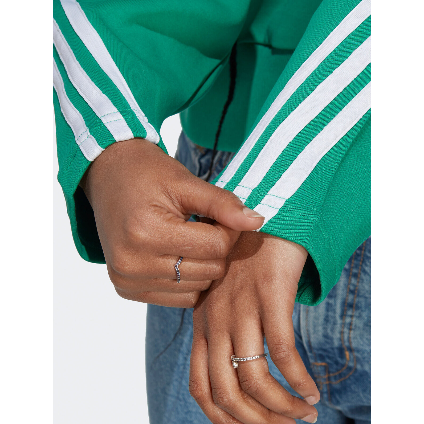 adidas Mikina Future Icons 3-Stripes Sweatshirt IB8698 Zelená Loose Fit - Pepit.cz