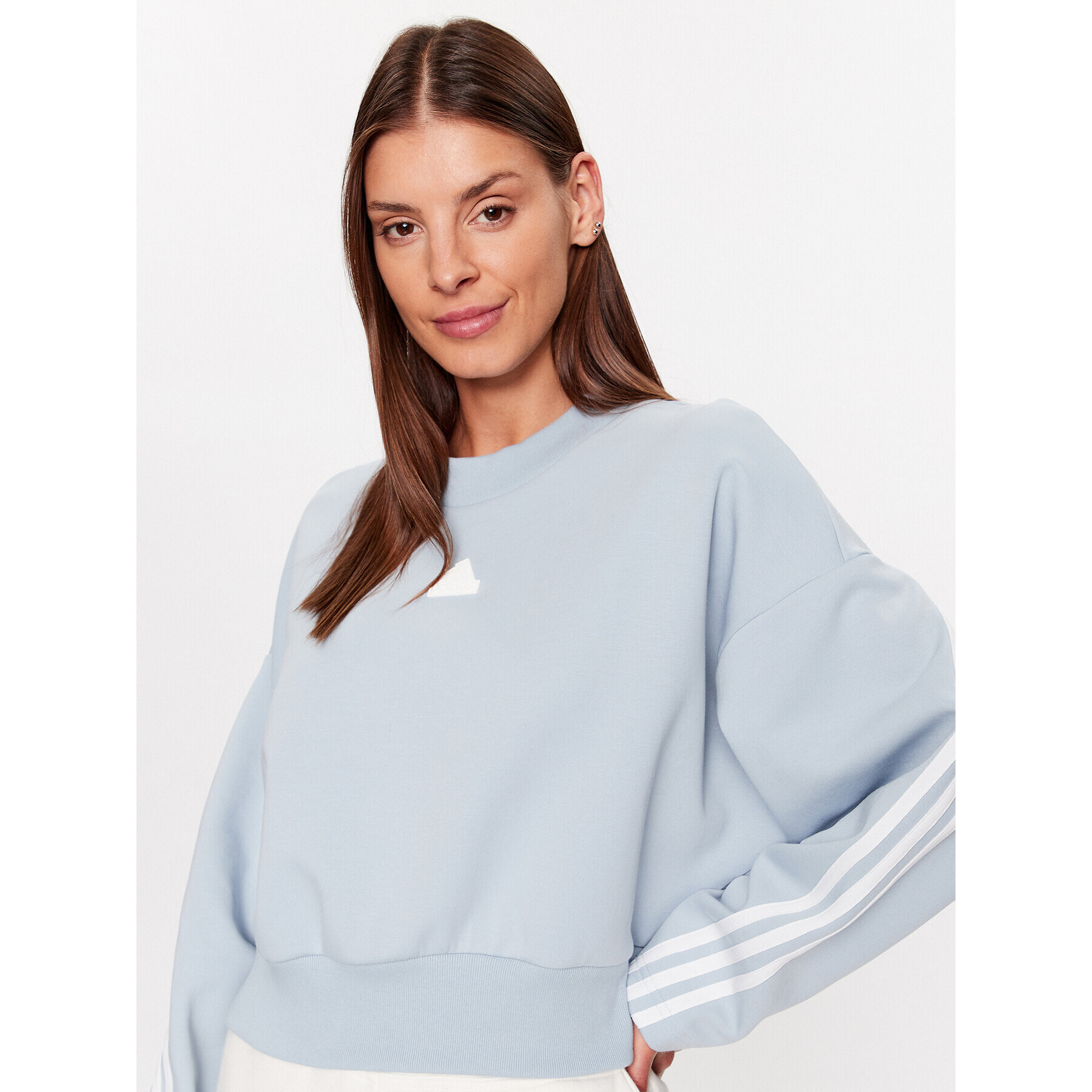 adidas Mikina Future Icons 3-Stripes Sweatshirt IL3056 Modrá Loose Fit - Pepit.cz