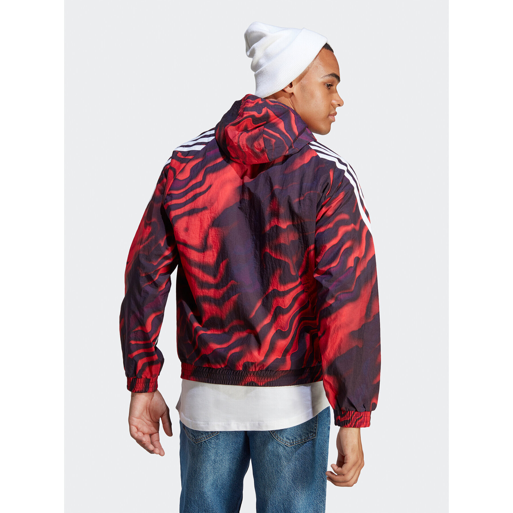 adidas Mikina Future Icons Allover Print Hoodie IC3708 Červená Loose Fit - Pepit.cz