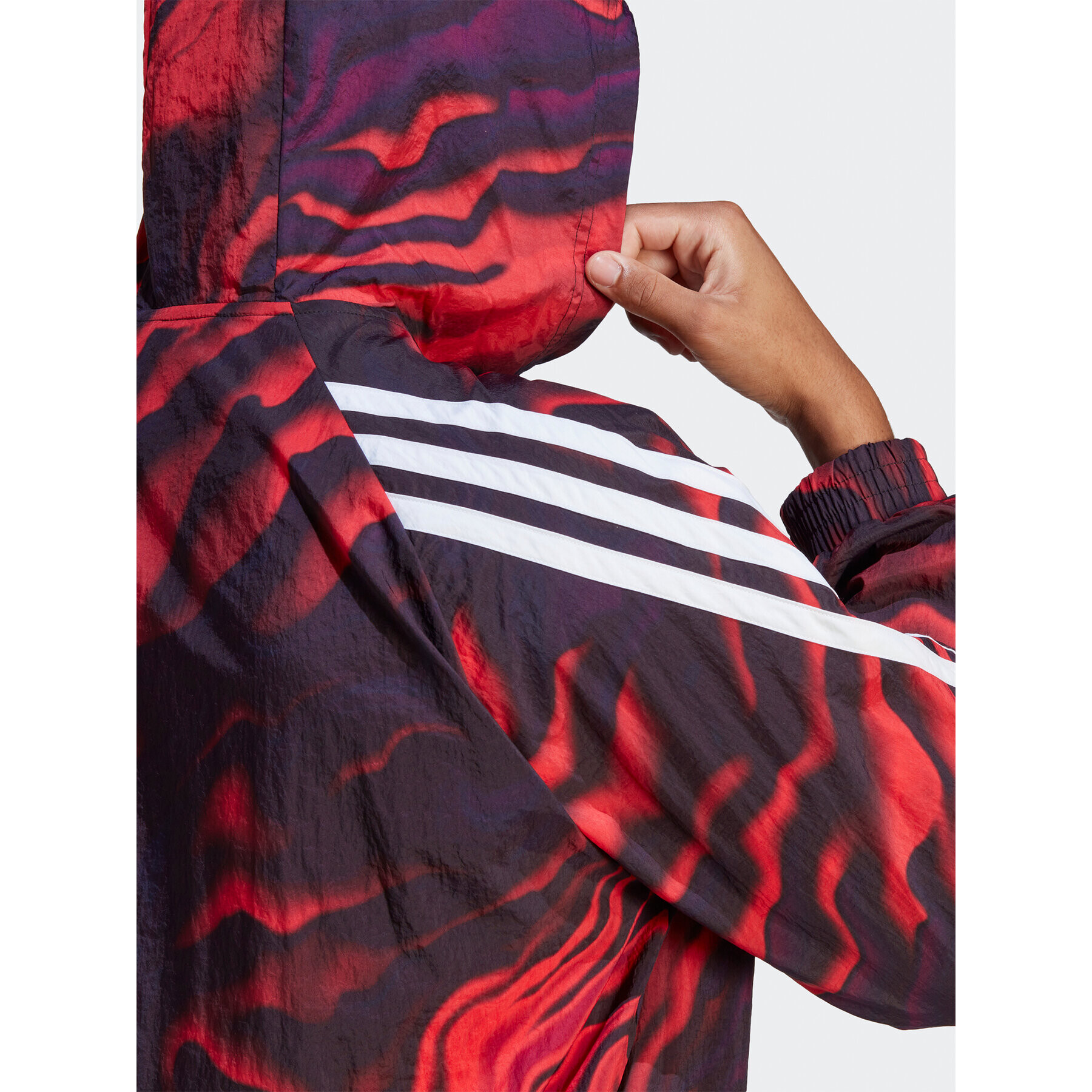 adidas Mikina Future Icons Allover Print Hoodie IC3708 Červená Loose Fit - Pepit.cz