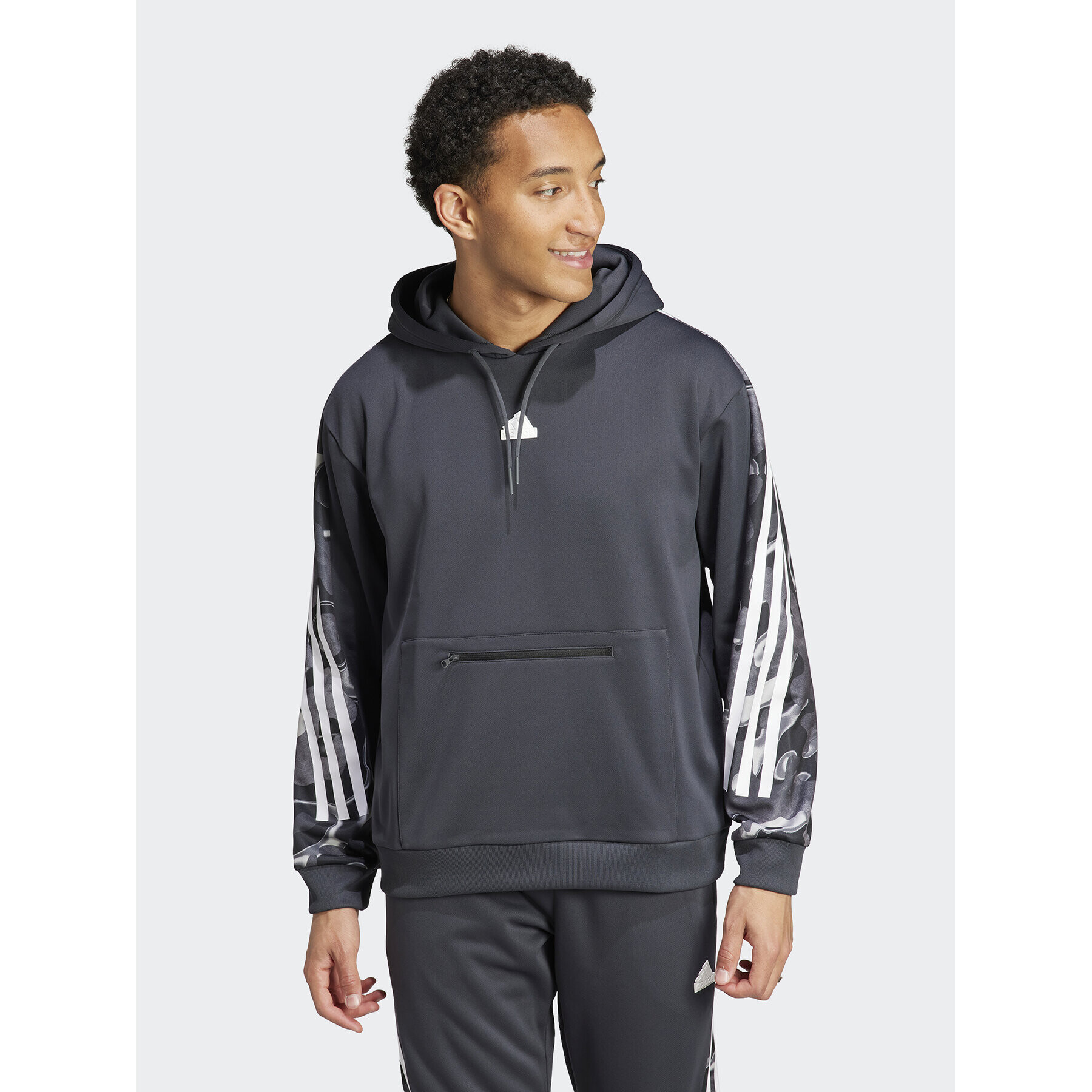 adidas Mikina Future Icons Allover Print IB6126 Šedá Loose Fit - Pepit.cz