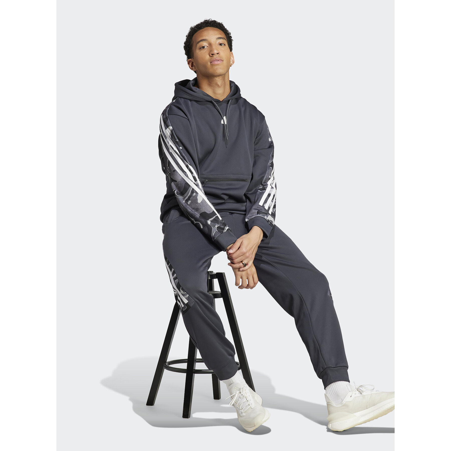 adidas Mikina Future Icons Allover Print IB6126 Šedá Loose Fit - Pepit.cz