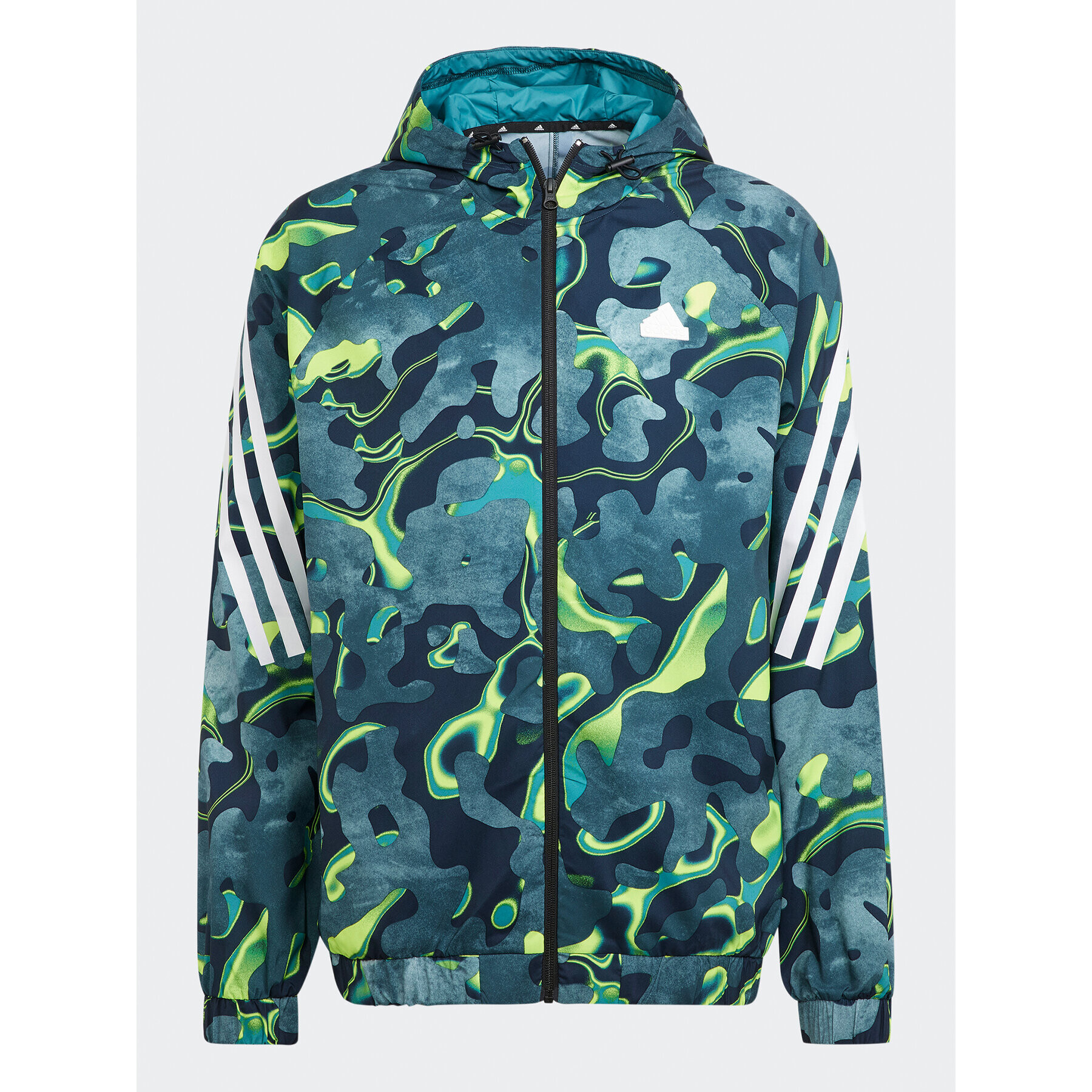 adidas Mikina Future Icons Allover Print IJ8844 Zelená Regular Fit - Pepit.cz