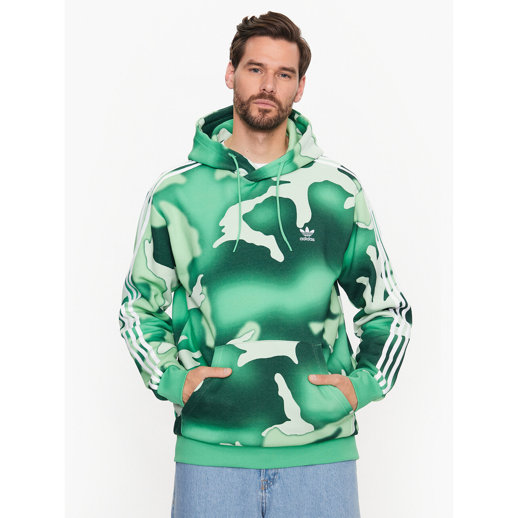 adidas Mikina Graphics Camo Allover Print Hoodie HZ1158 Zelená Regular Fit - Pepit.cz