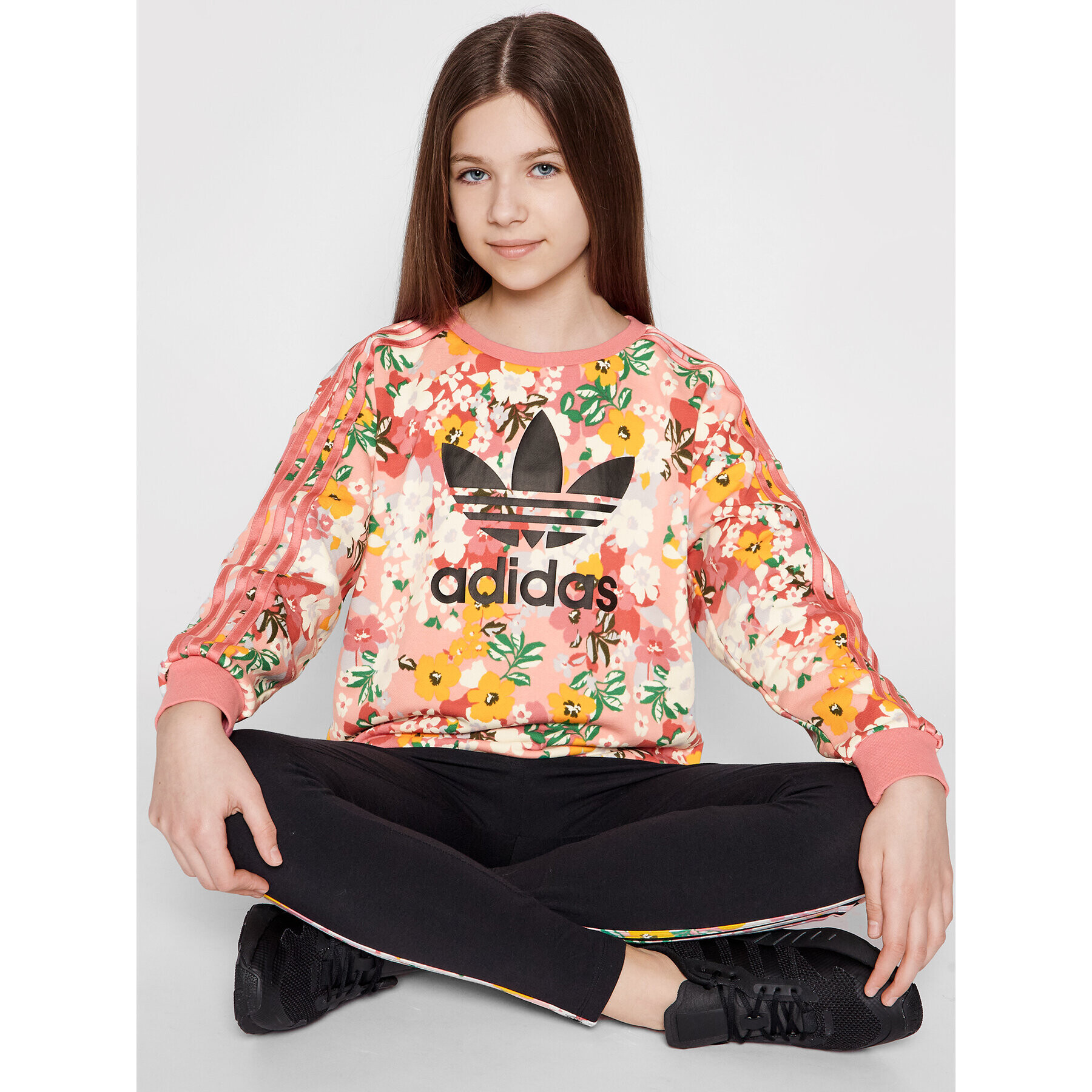 adidas Mikina HER Studio London Floral Crew GN4217 Růžová Loose Fit - Pepit.cz