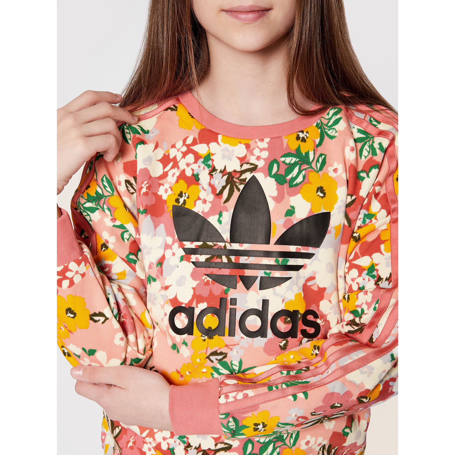 adidas Mikina HER Studio London Floral Crew GN4217 Růžová Loose Fit - Pepit.cz