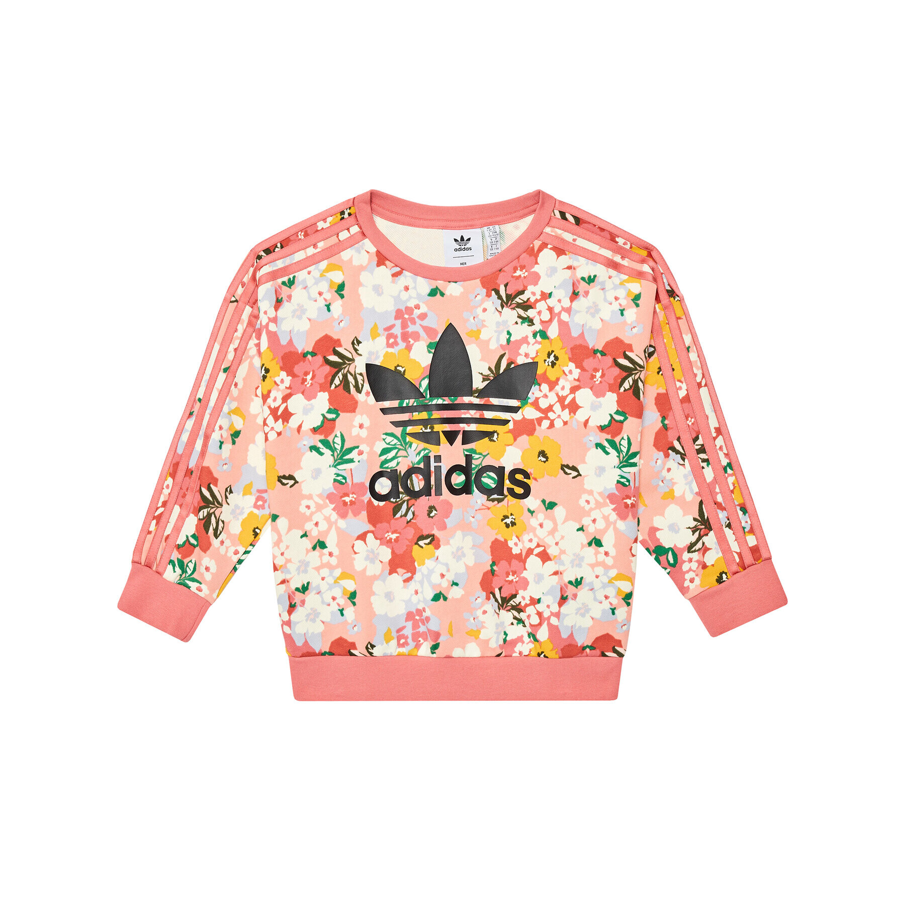 adidas Mikina HER Studio London Floral Crew GN4217 Růžová Loose Fit - Pepit.cz