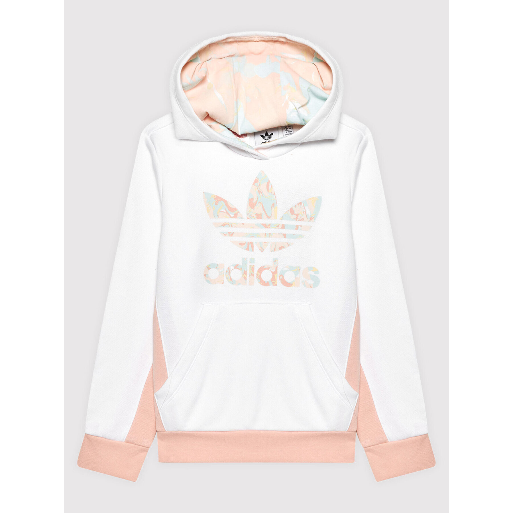 adidas Mikina Marble Logo Graphic Print H22628 Bílá Regular Fit - Pepit.cz