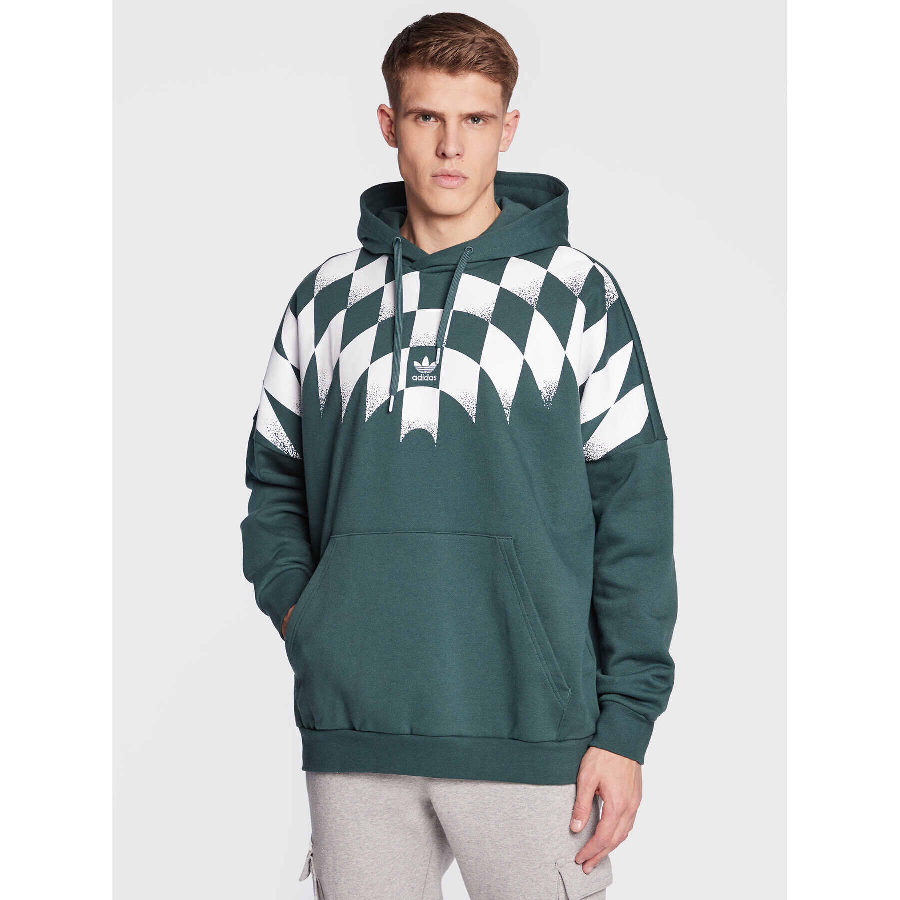 adidas Mikina Rekive Graphic HK7355 Zelená Relaxed Fit - Pepit.cz