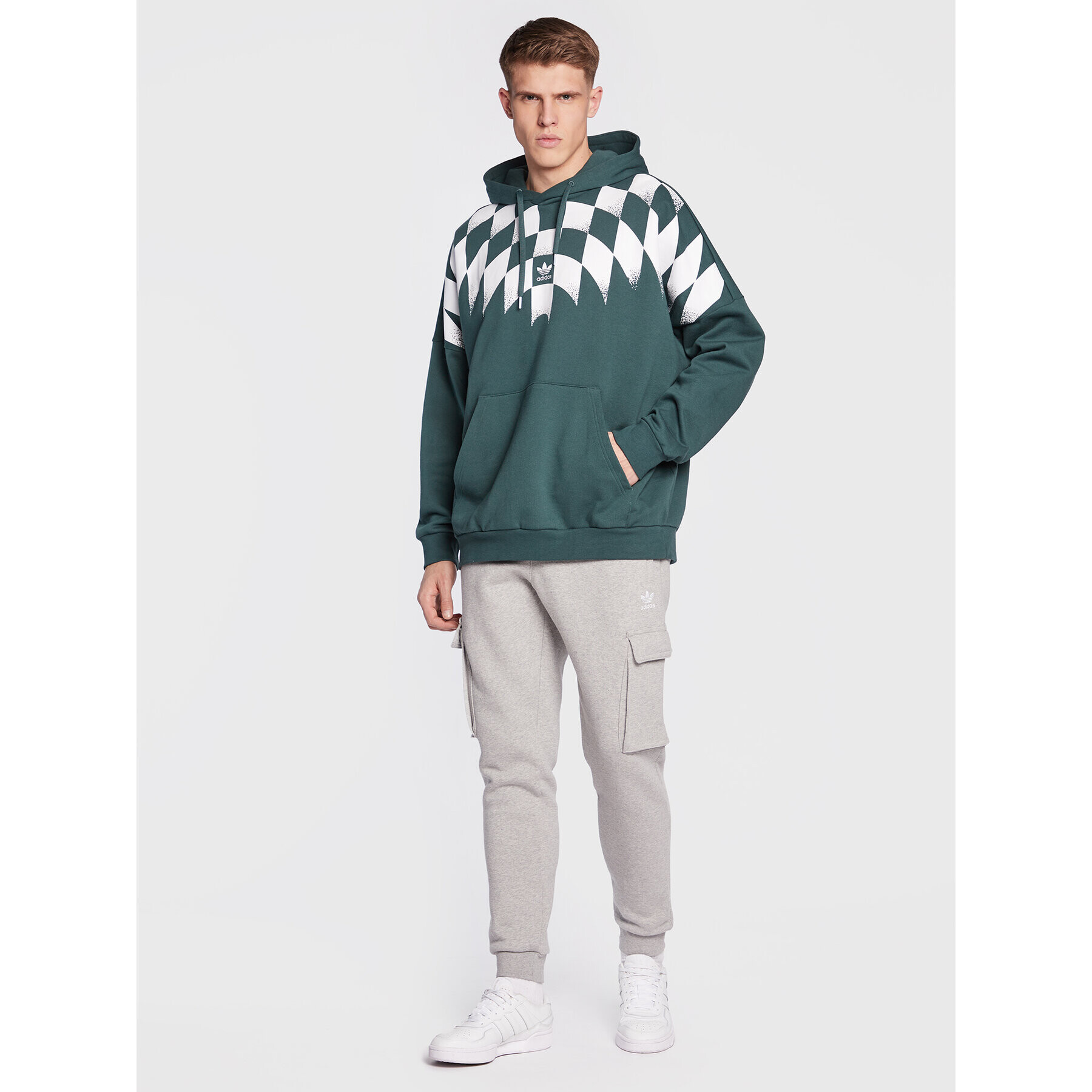 adidas Mikina Rekive Graphic HK7355 Zelená Relaxed Fit - Pepit.cz