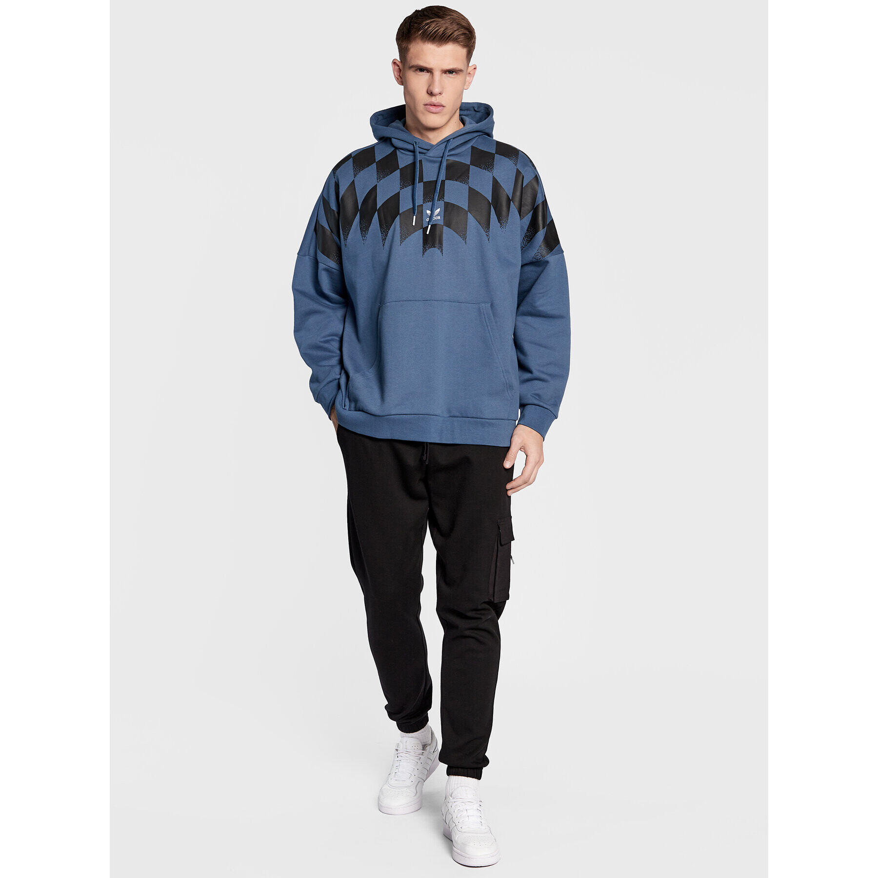 adidas Mikina Rekive Graphic HK7356 Tmavomodrá Relaxed Fit - Pepit.cz