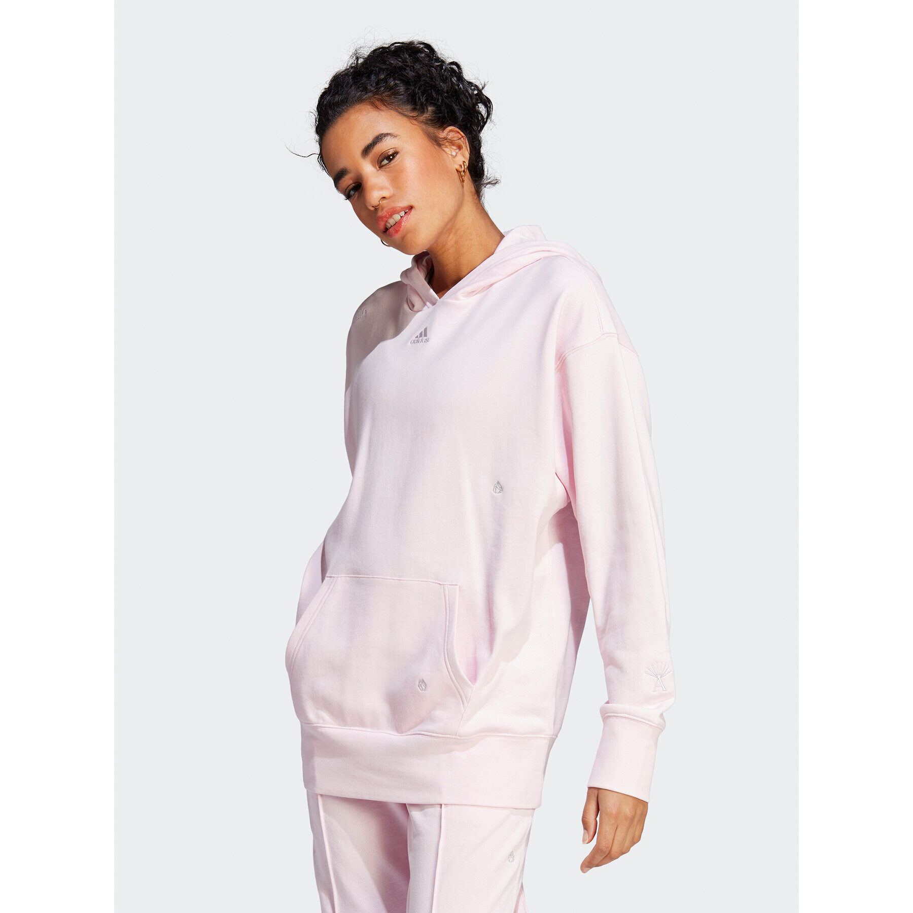 adidas Mikina Relaxed Hoodie with Healing Crystals-Inspired Graphics IC0804 Růžová Loose Fit - Pepit.cz