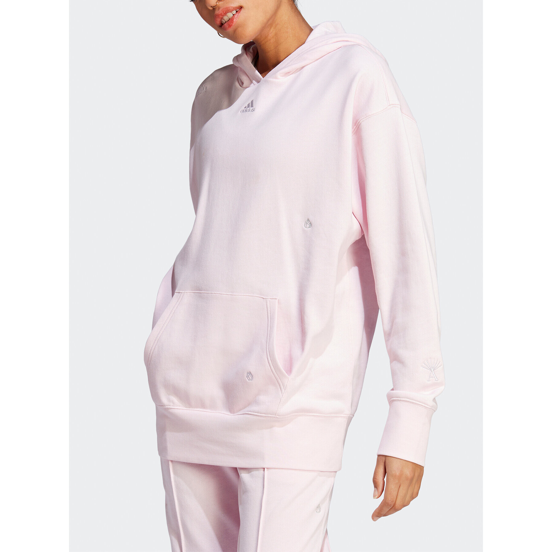 adidas Mikina Relaxed Hoodie with Healing Crystals-Inspired Graphics IC0804 Růžová Loose Fit - Pepit.cz