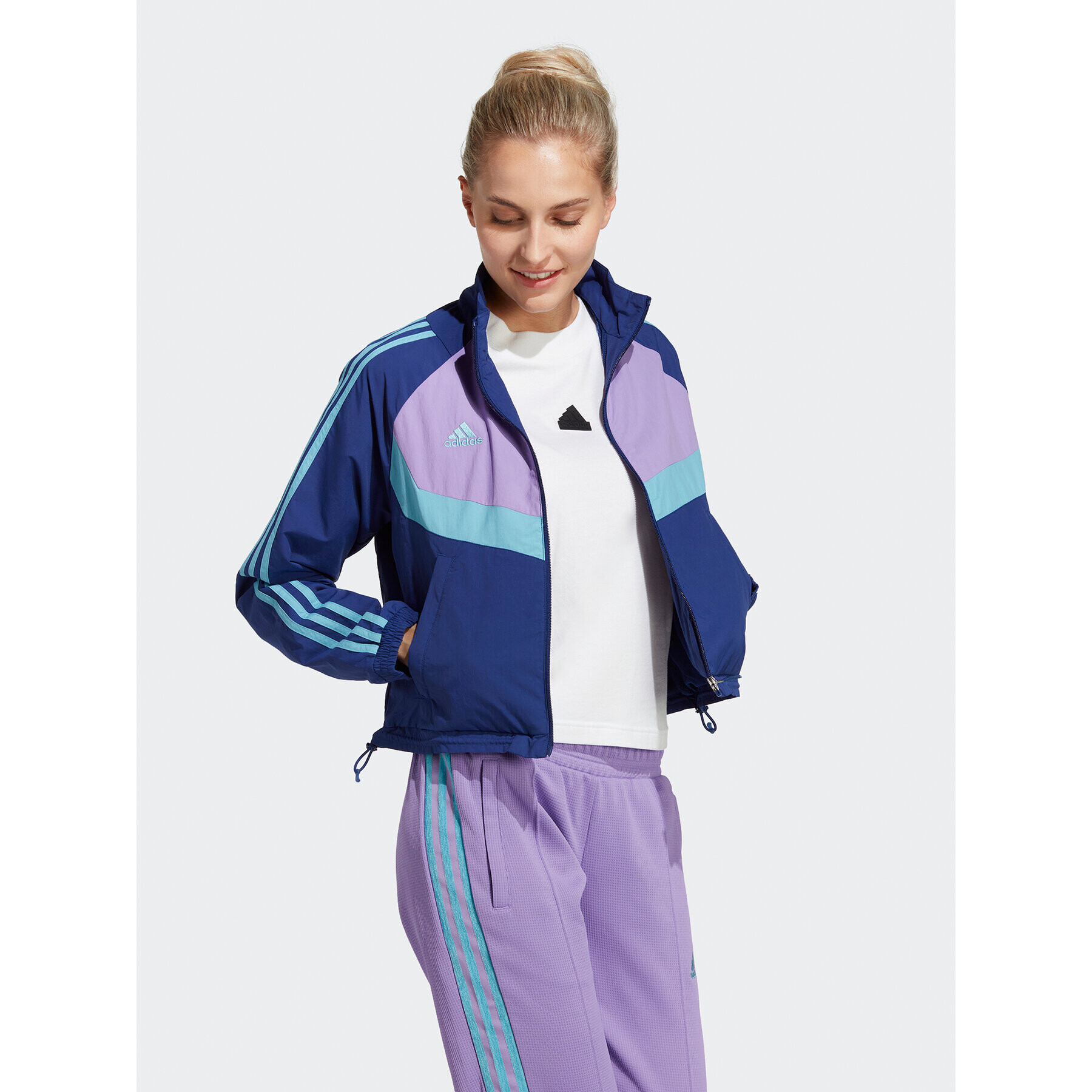 adidas Mikina Tiro Woven Track Top HS7482 Modrá Regular Fit - Pepit.cz