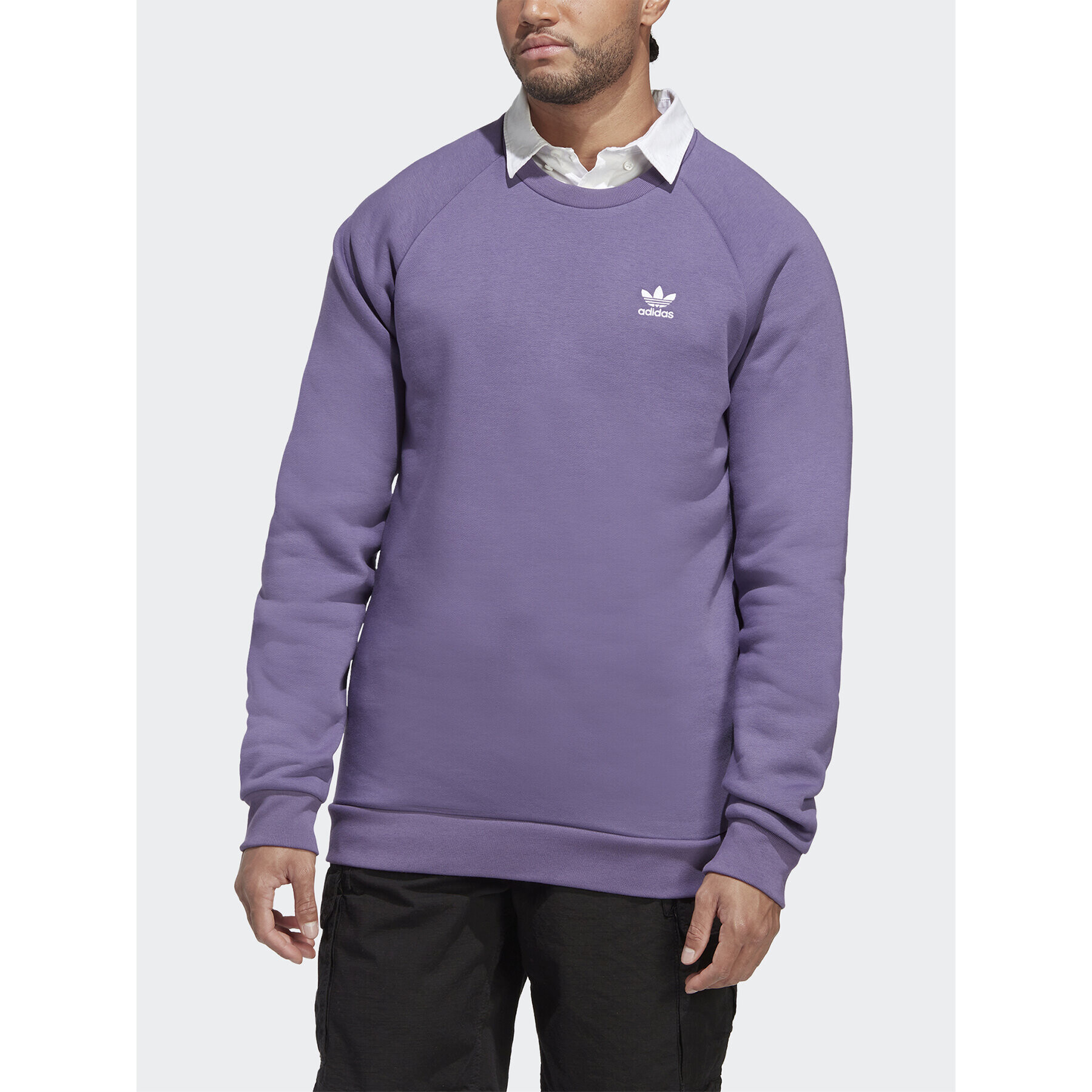 adidas Mikina Trefoil Essentials Crewneck Sweatshirt IA4824 Fialová Regular Fit - Pepit.cz