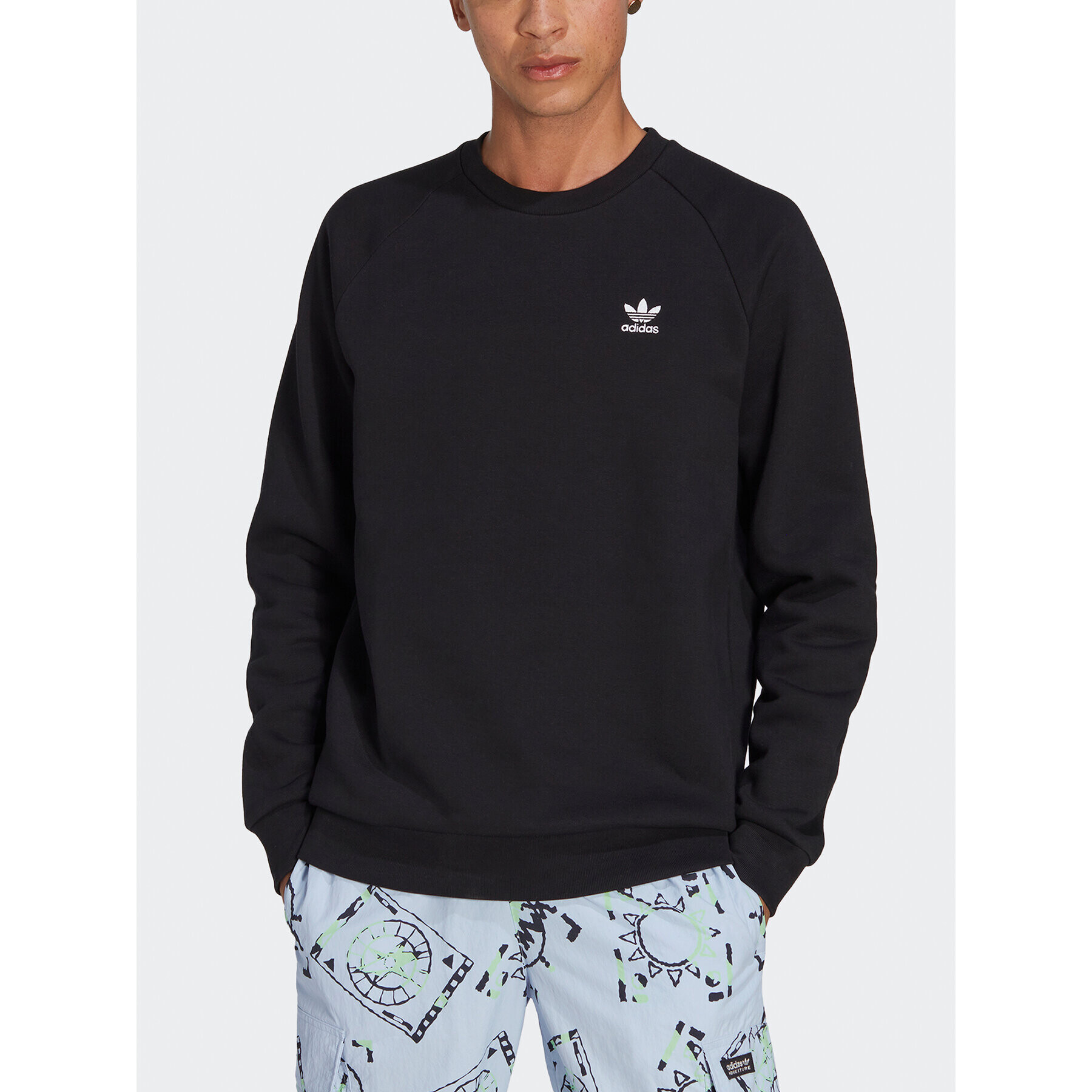 adidas Mikina Trefoil Essentials Crewneck Sweatshirt IA4828 Černá Regular Fit - Pepit.cz