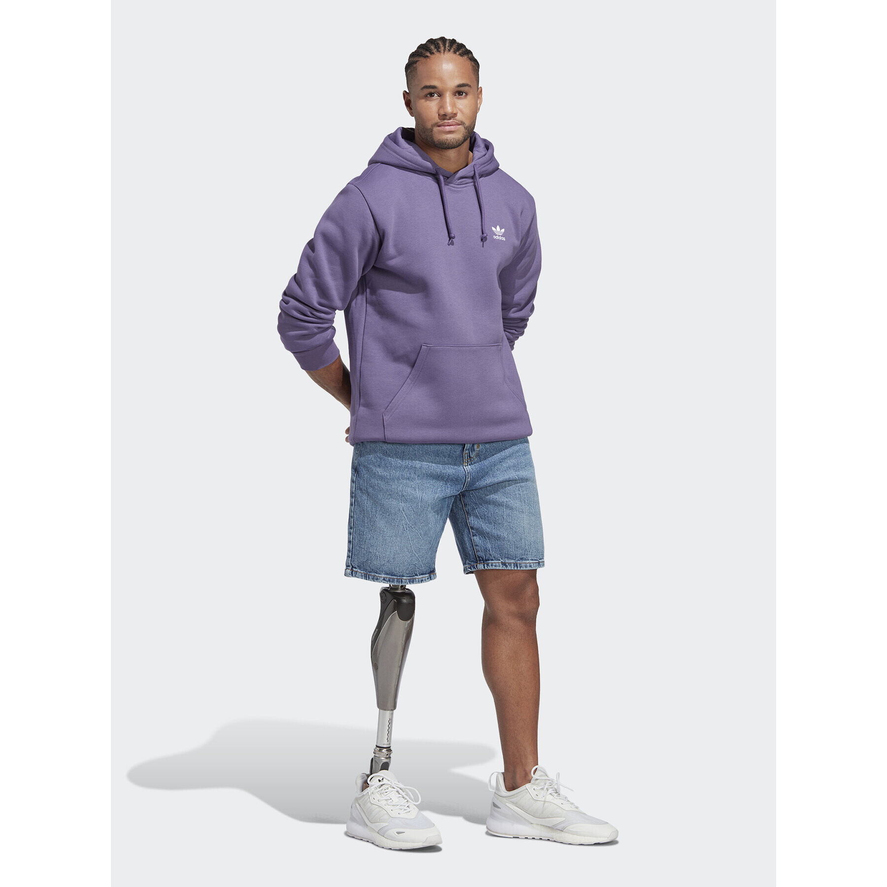 adidas Mikina Trefoil Essentials Hoodie IA4892 Fialová Regular Fit - Pepit.cz