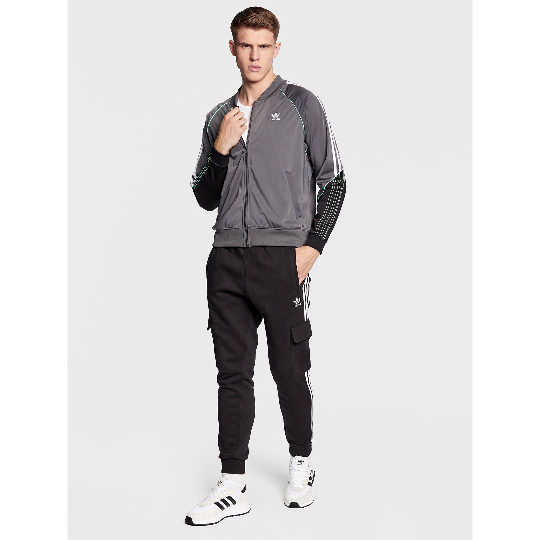 adidas Mikina Tricot Sst Track HI3002 Šedá Regular Fit - Pepit.cz