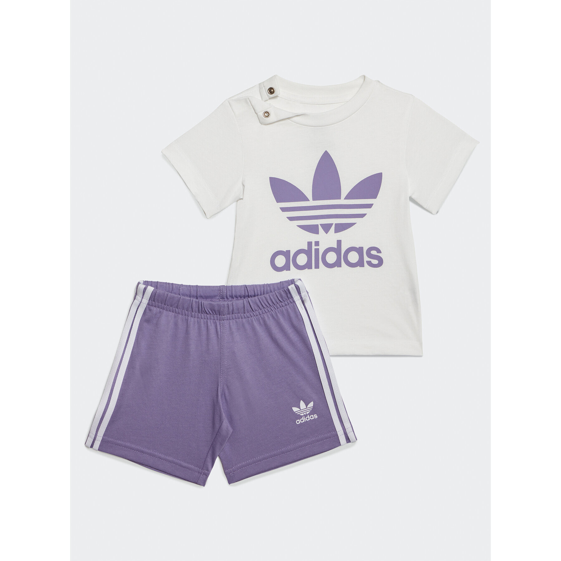 adidas Sada tričko a sportovní šortky Trefoil Shorts Tee Set IB8641 Fialová Regular Fit - Pepit.cz