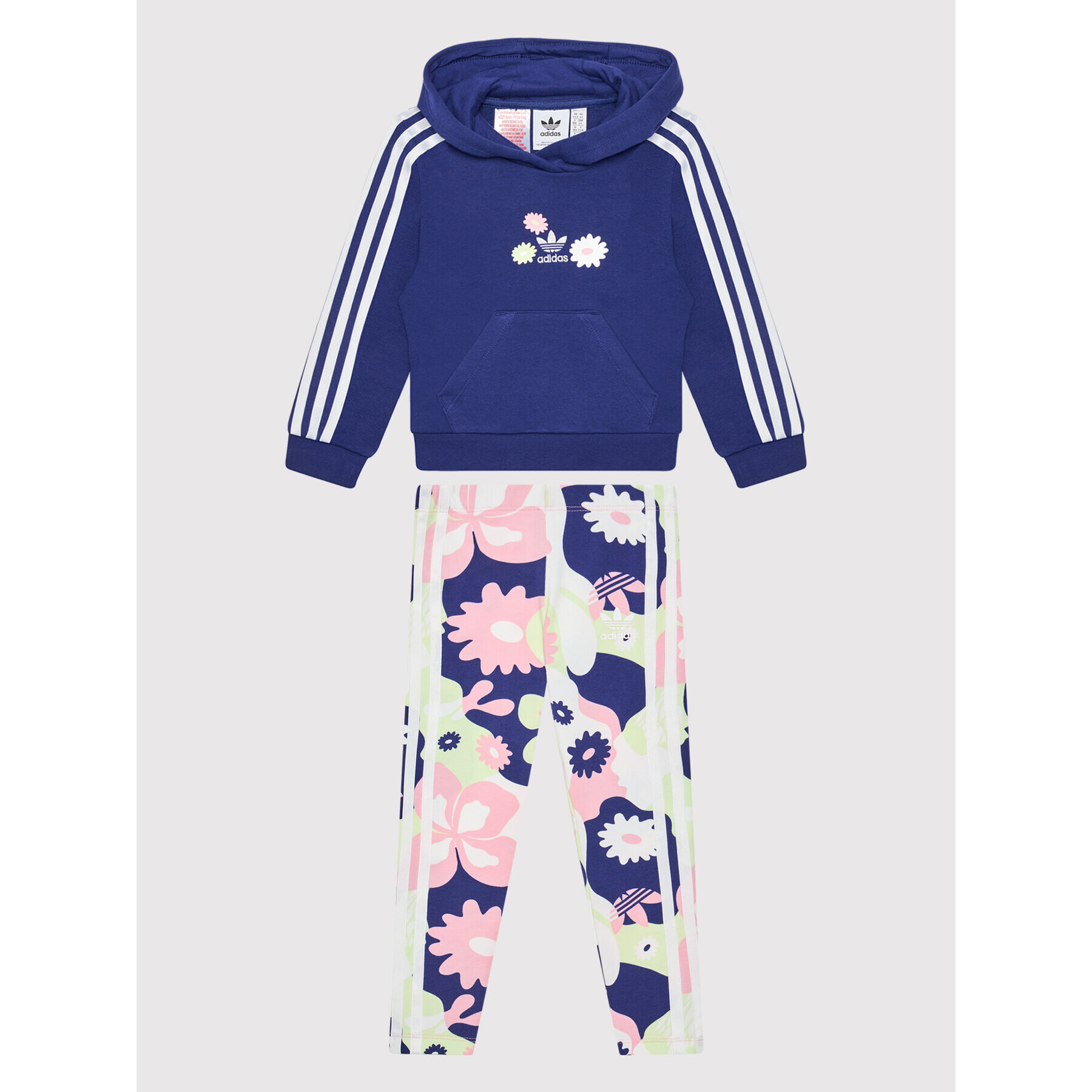 adidas Souprava mikina a legíny Flower Print HC4601 Tmavomodrá Regular Fit - Pepit.cz