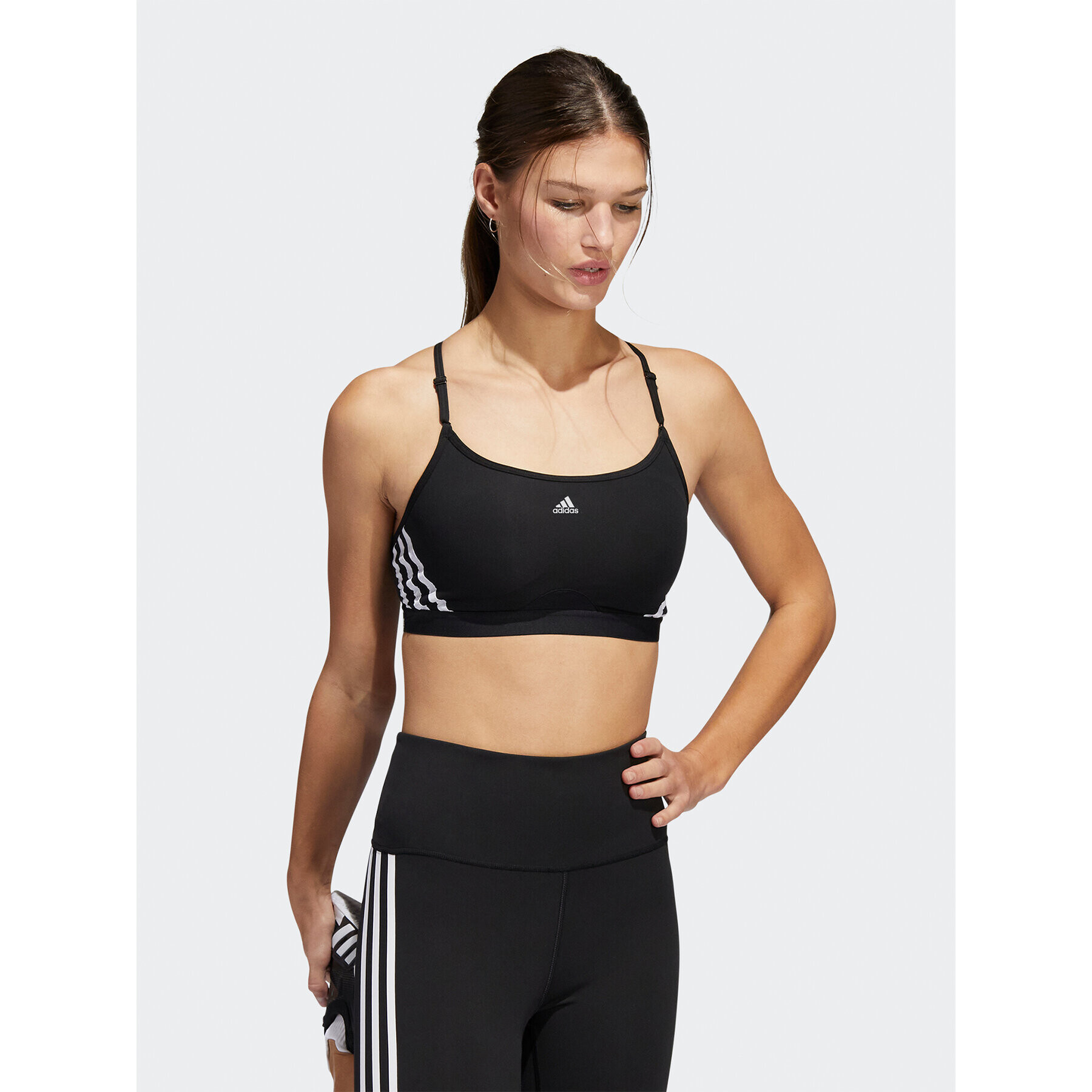 adidas Sportovní podprsenka Aeroreact Training Light-Support 3-Stripes Bra HC7862 Černá - Pepit.cz