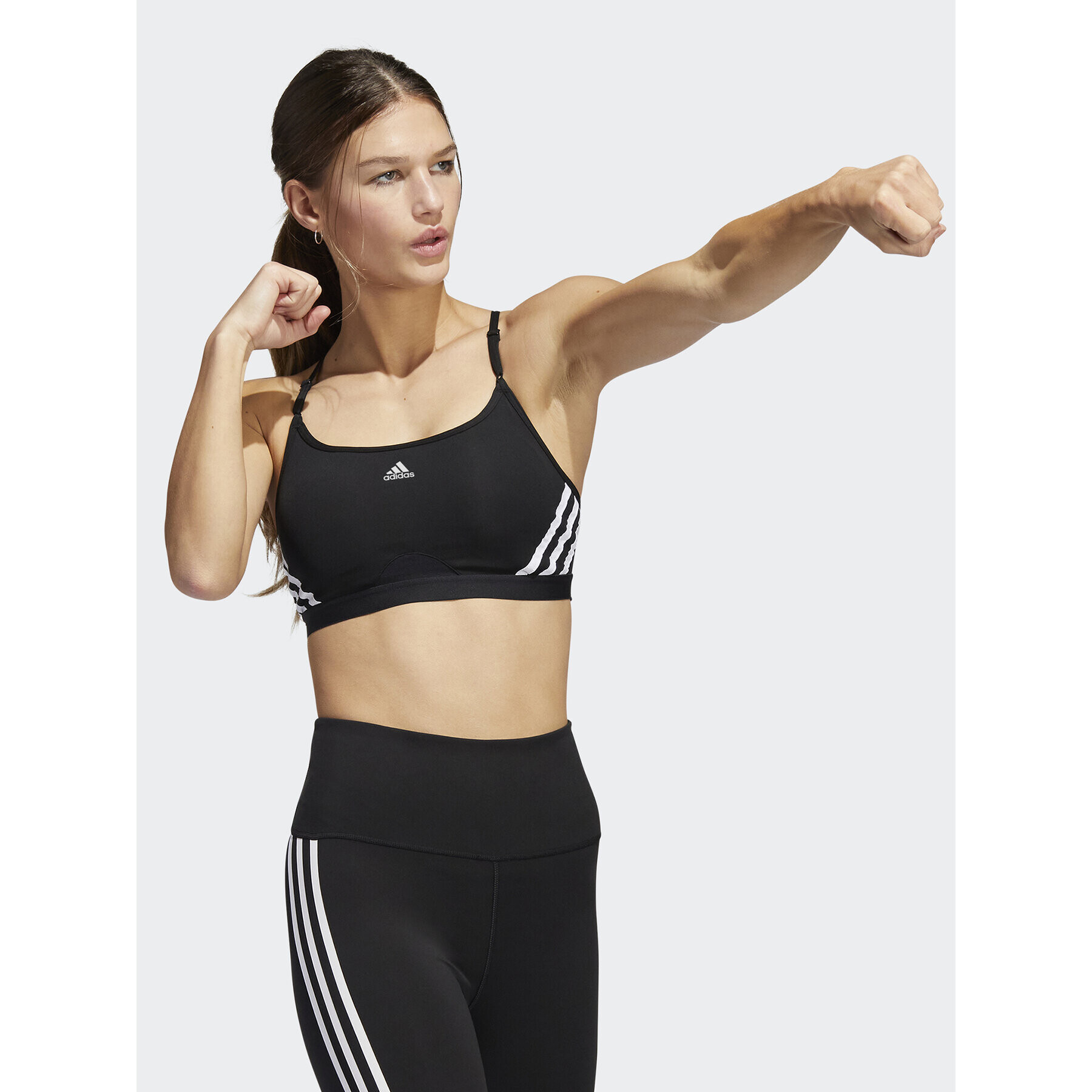 adidas Sportovní podprsenka Aeroreact Training Light-Support 3-Stripes Bra HC7862 Černá - Pepit.cz