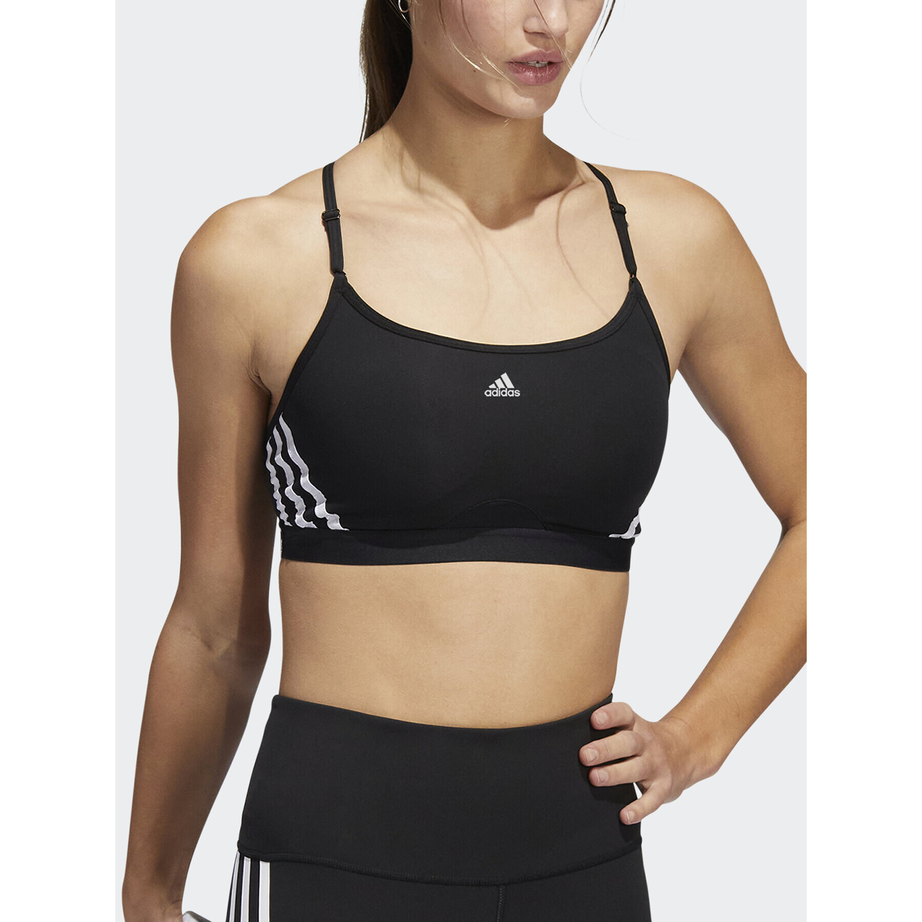 adidas Sportovní podprsenka Aeroreact Training Light-Support 3-Stripes Bra HC7862 Černá - Pepit.cz