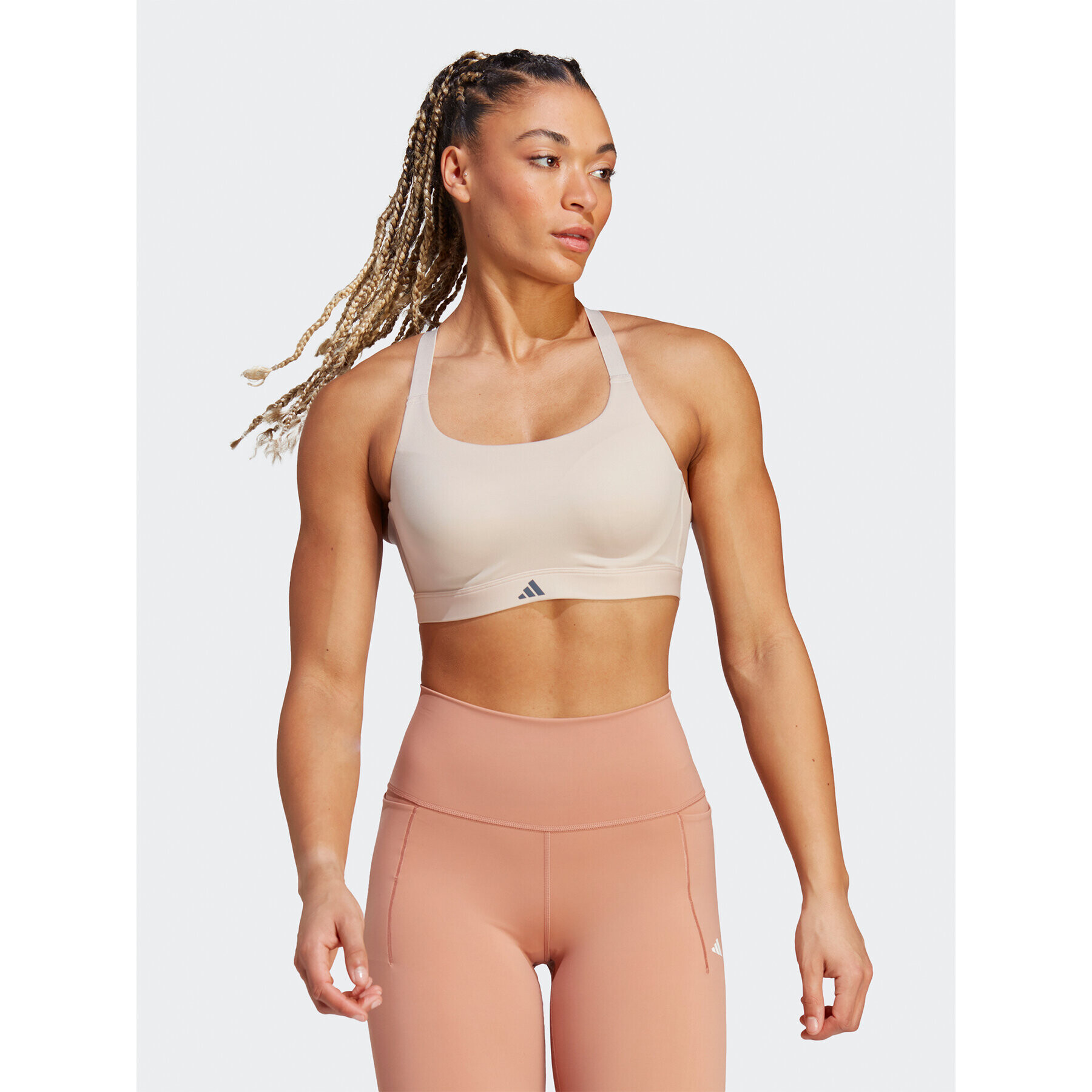 adidas Sportovní podprsenka Tailored Impact Luxe Training High-Support Bra HS2907 Hnědá - Pepit.cz