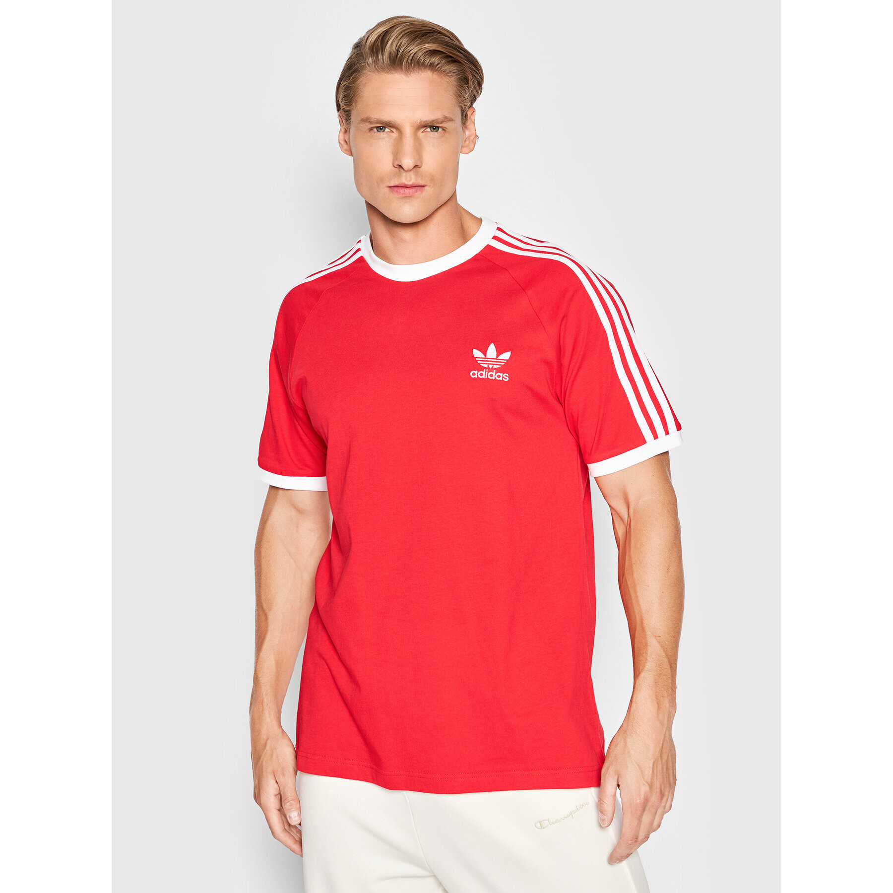 adidas T-Shirt adicolor Classic 3-Stripes HE9547 Červená Slim Fit - Pepit.cz