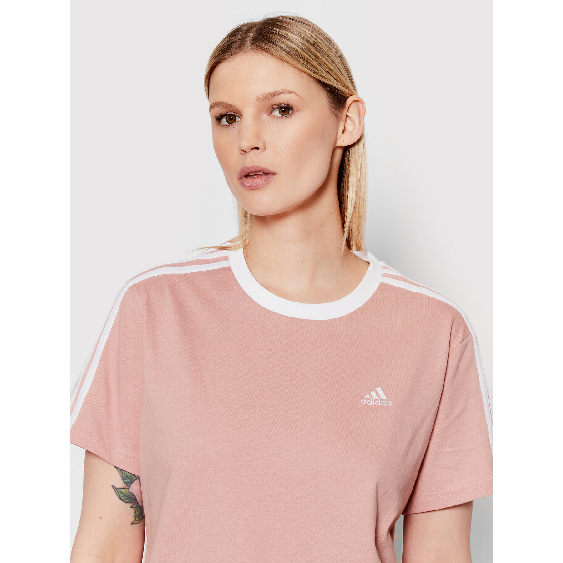 adidas T-Shirt Essentials 3-Stripes HF1865 Růžová Loose Fit - Pepit.cz