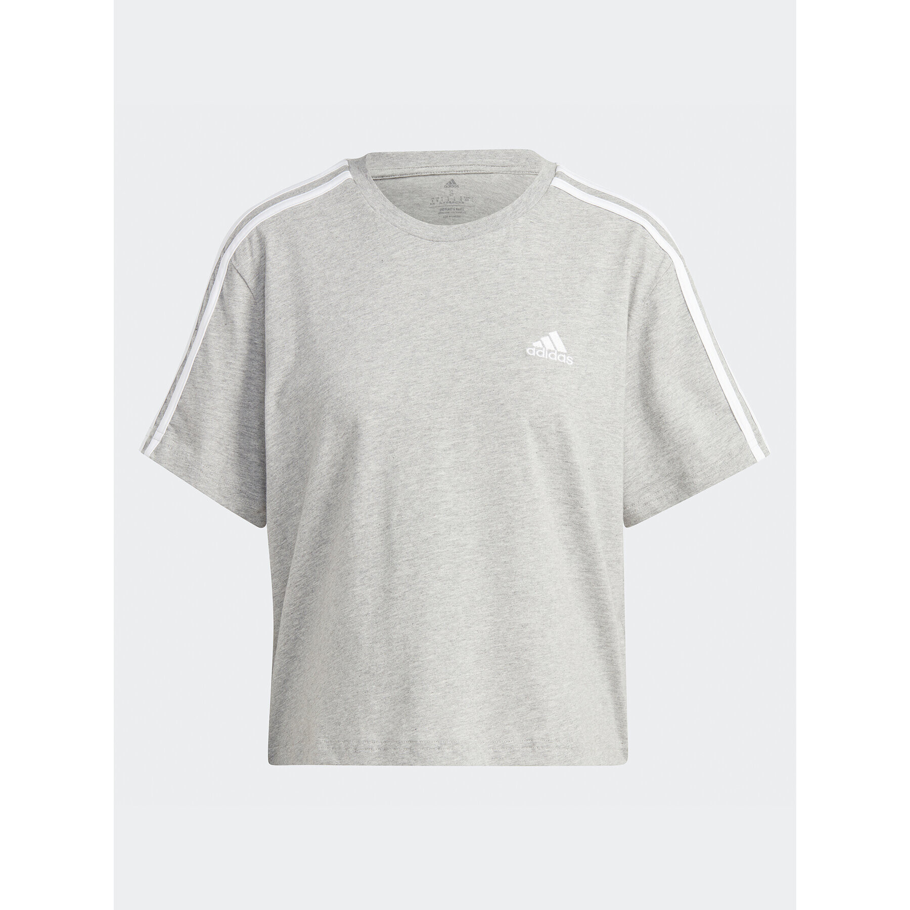 adidas T-Shirt Essentials 3-Stripes Single Jersey Crop Top HR4916 Šedá Loose Fit - Pepit.cz