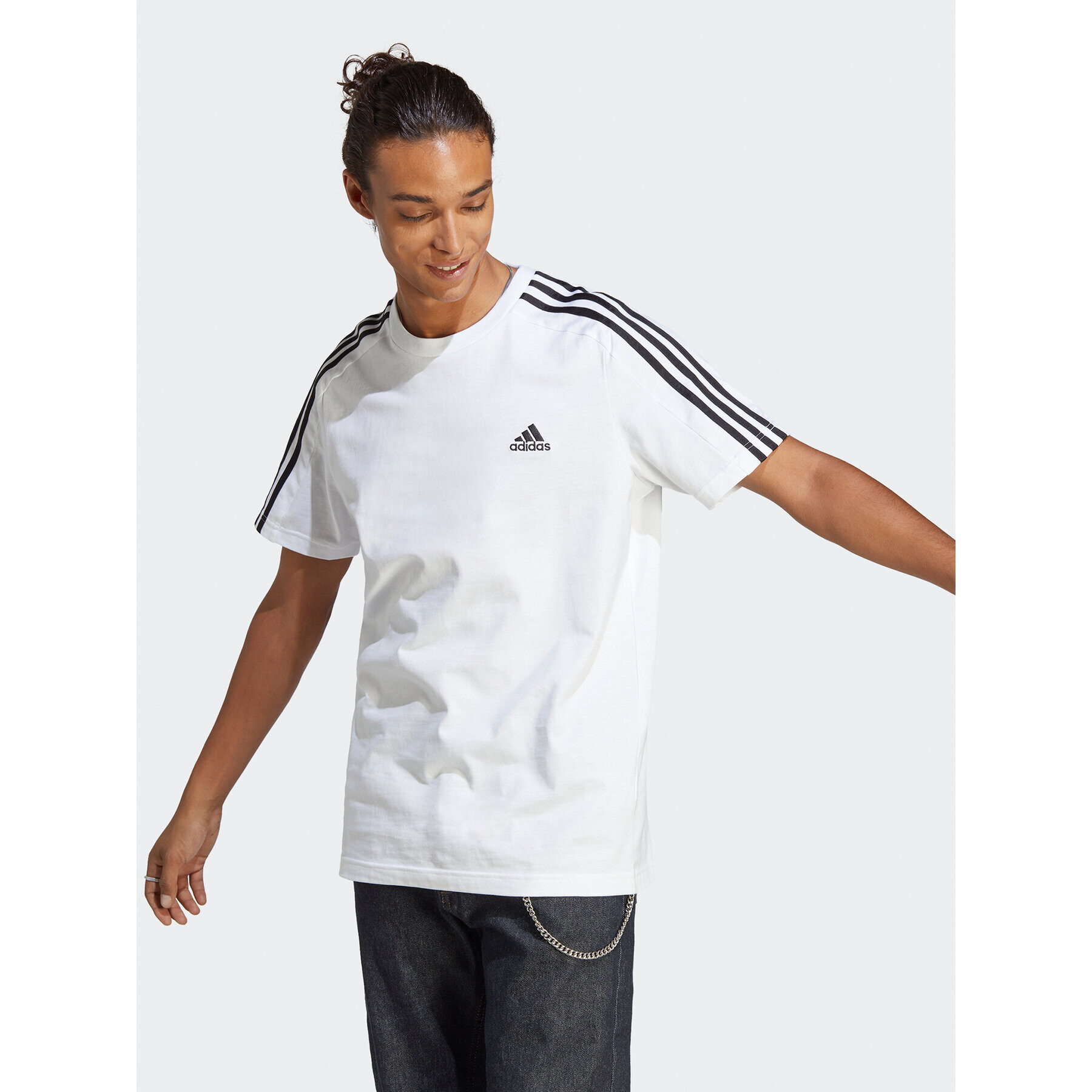 adidas T-Shirt Essentials Single Jersey 3-Stripes T-Shirt IC9336 Bílá Regular Fit - Pepit.cz