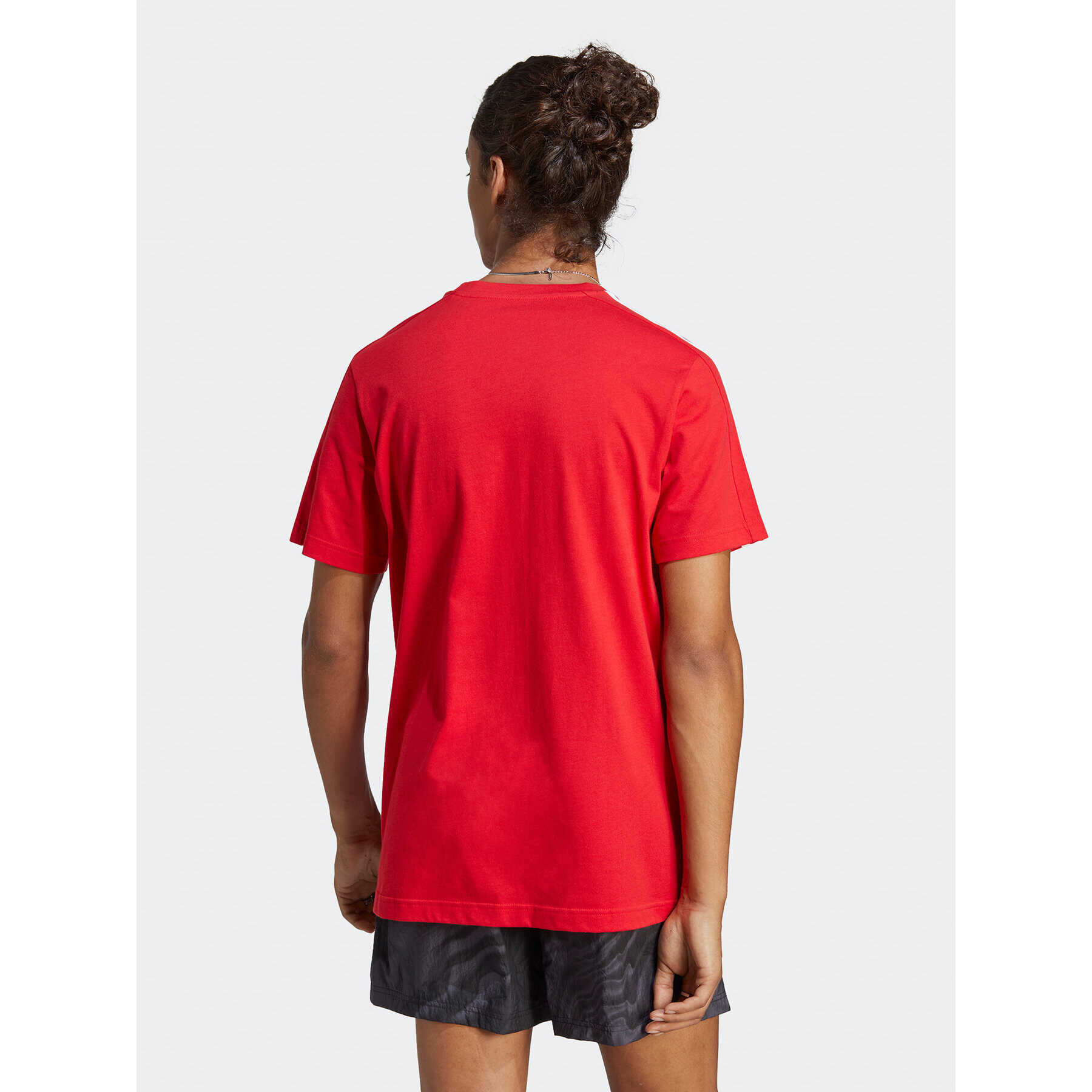 adidas T-Shirt Essentials Single Jersey 3-Stripes T-Shirt IC9339 Červená Regular Fit - Pepit.cz