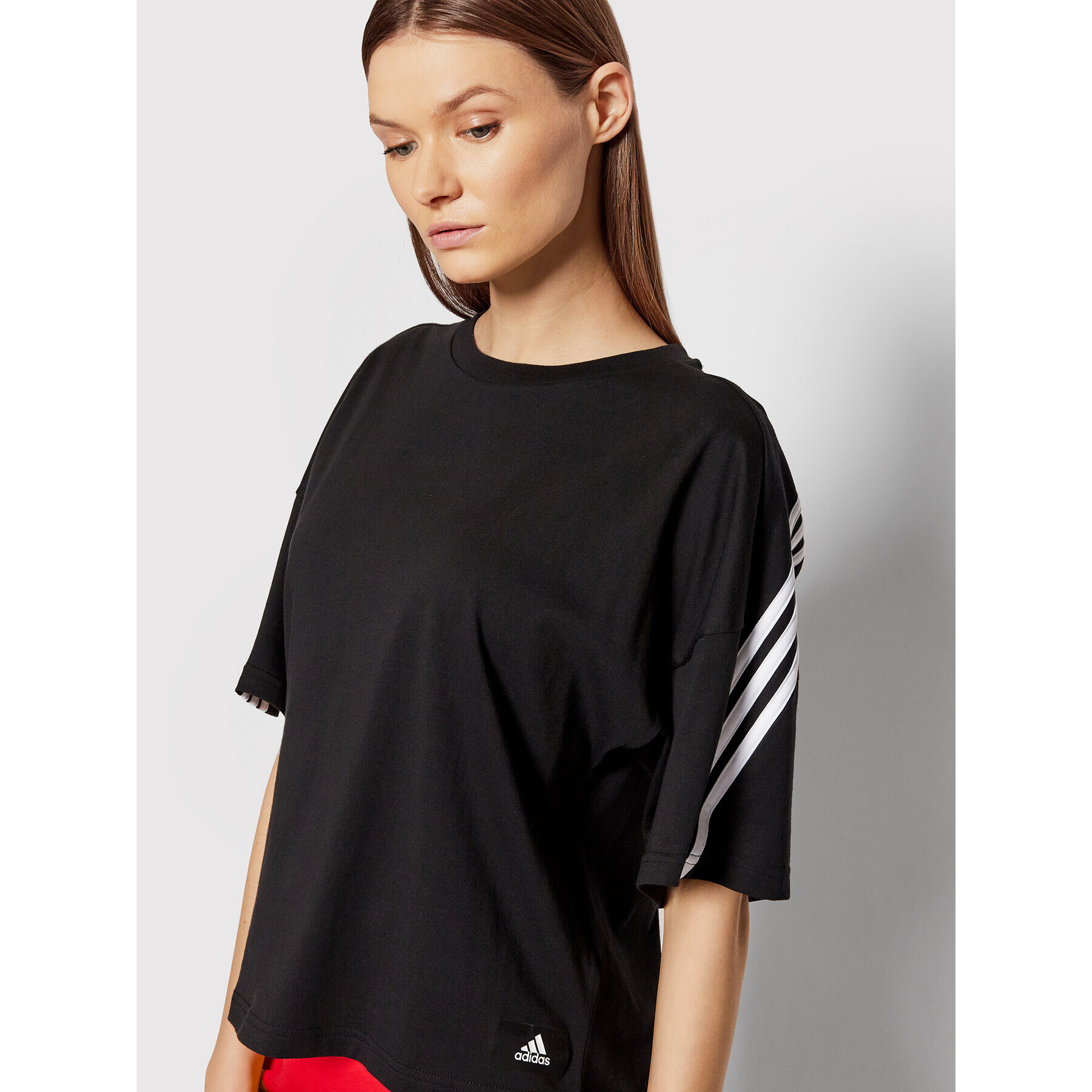 adidas T-Shirt Future Icons 3-Stripes HE0308 Černá Loose Fit - Pepit.cz