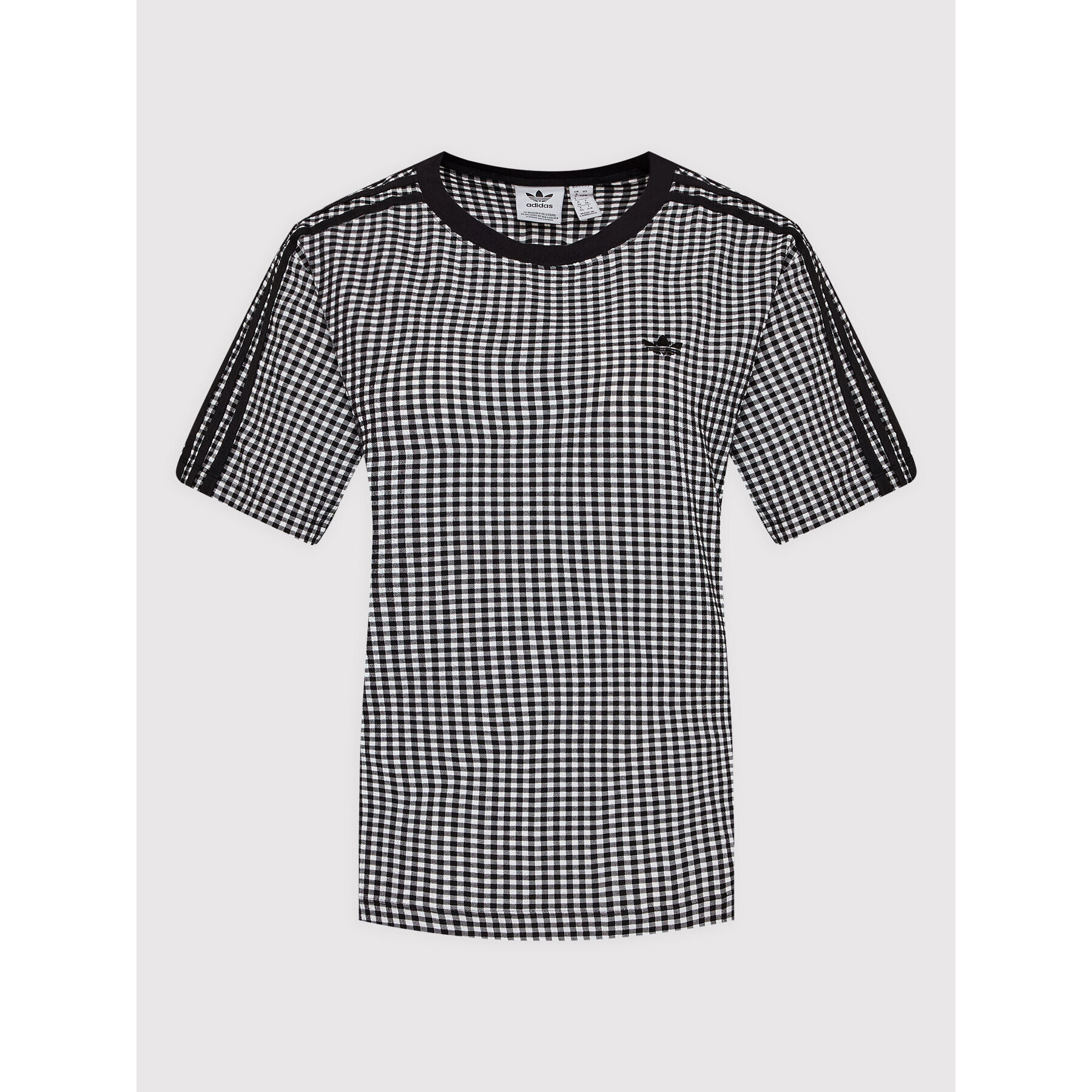 adidas T-Shirt Gingham HB9454 Černá Regular Fit - Pepit.cz