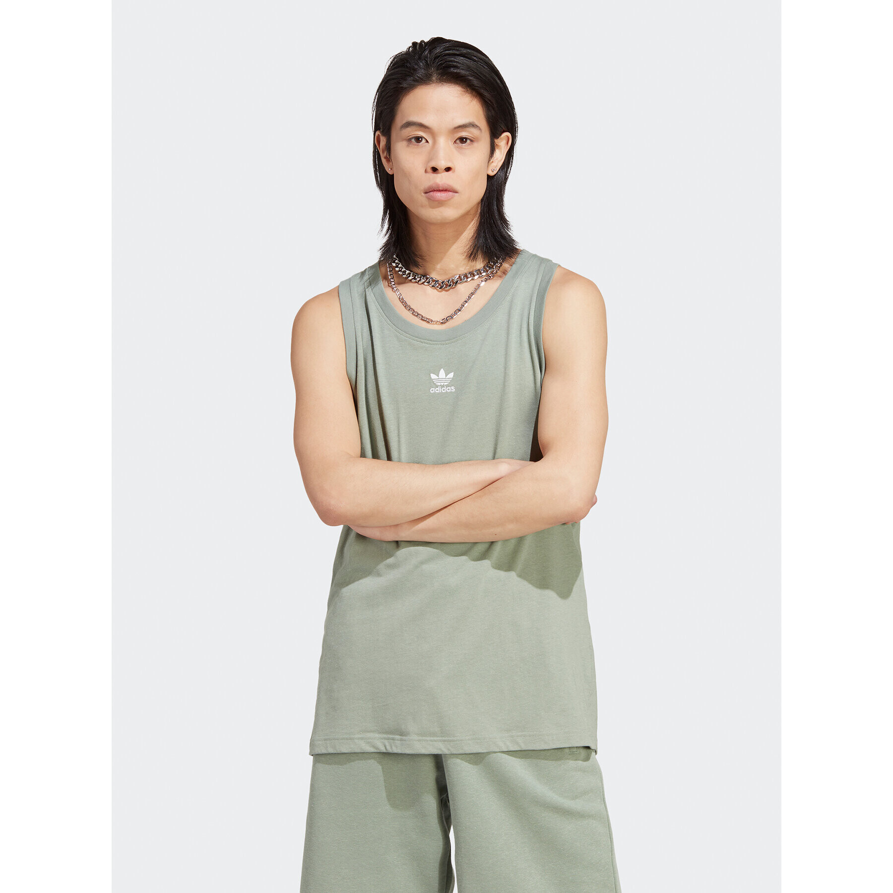 adidas Tank top Essentials+ Made With Hemp Tank Top HR2958 Zelená Slim Fit - Pepit.cz